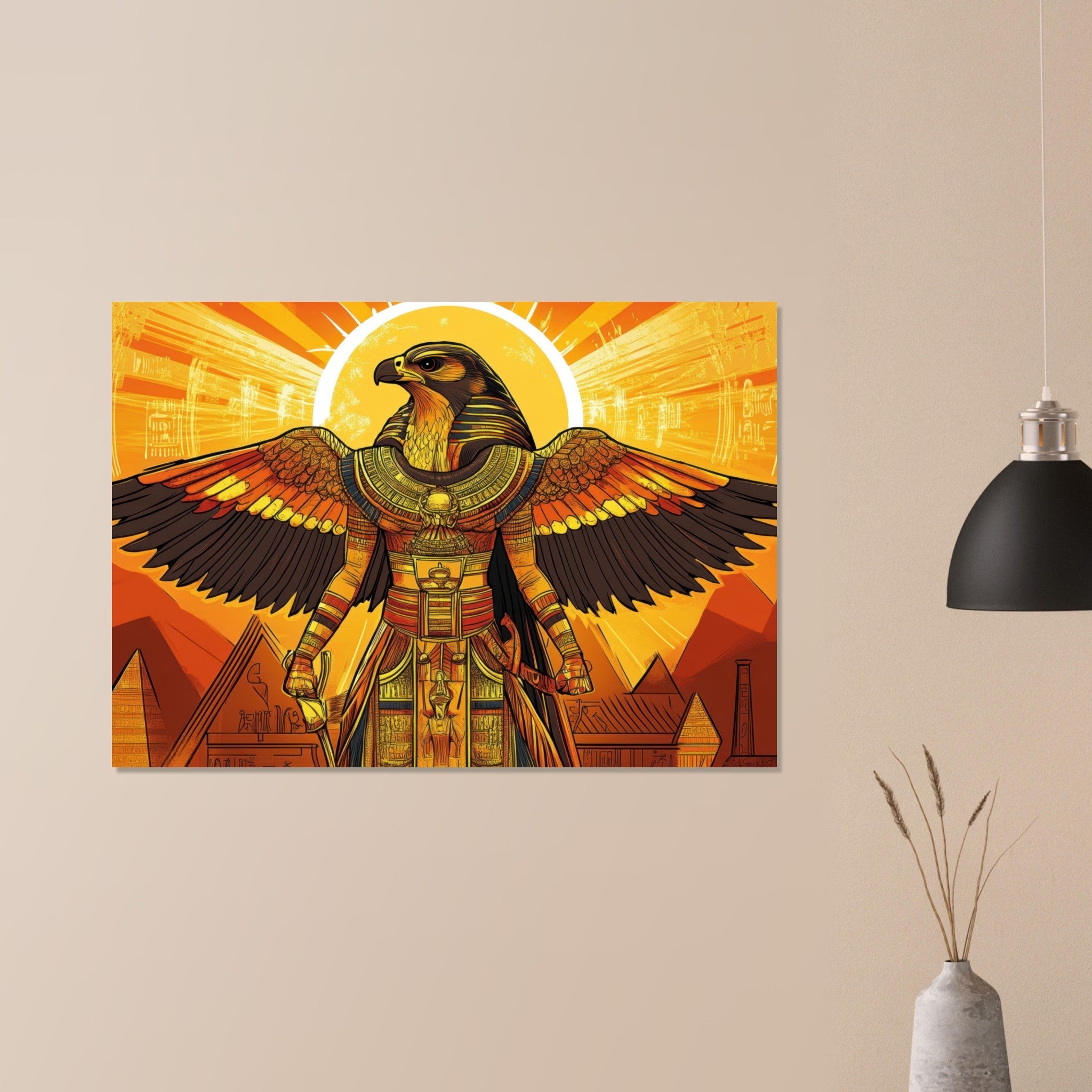 Aluminum Print Landscape - Ancient Egyptian Falcon God Horus A majestic far 7 - Shop Ai Art WebShop - Digital Art online Store