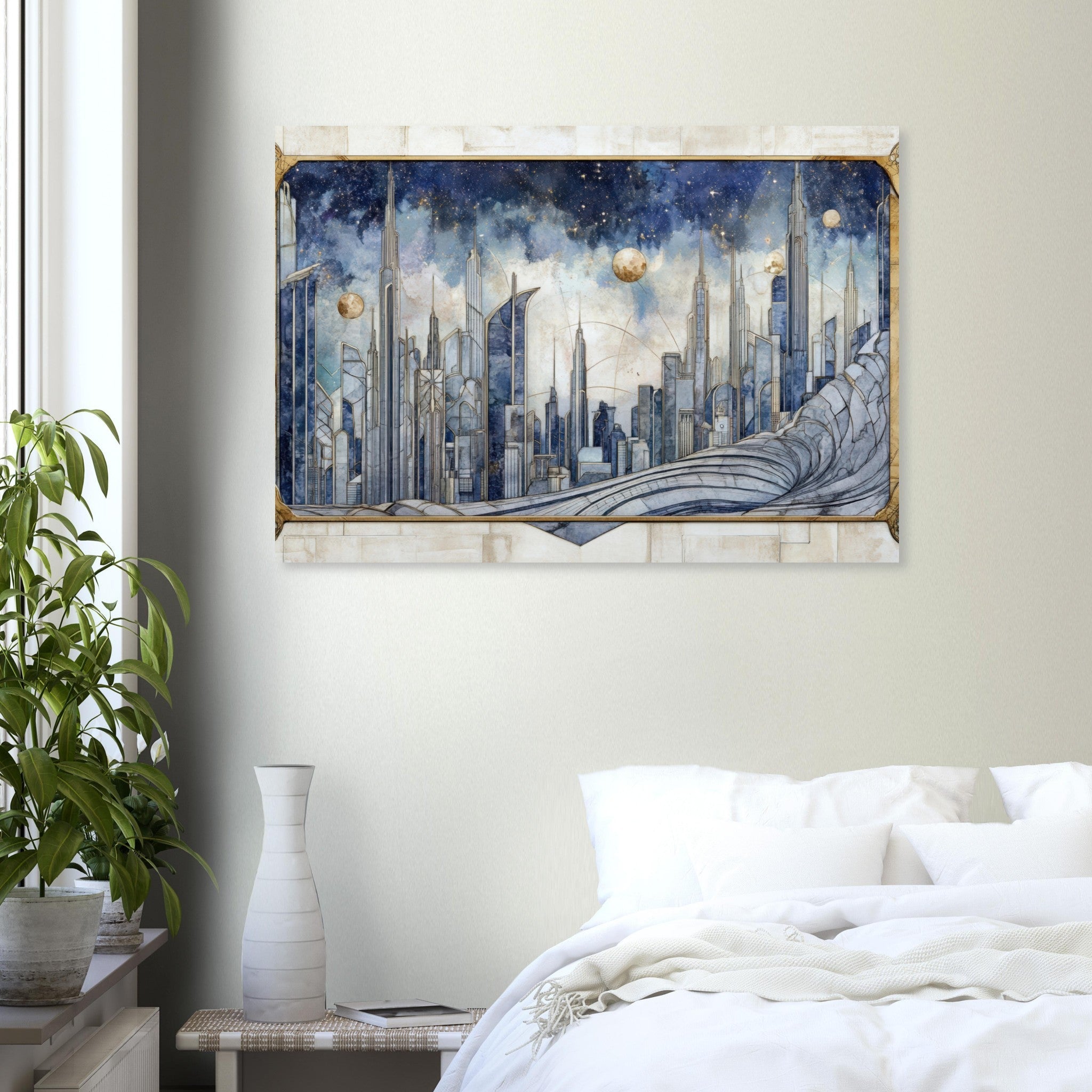 Aluminum Print Landscape - Architects of the Stars A stylized depiction - Shop Ai Art WebShop - Digital Art online Store
