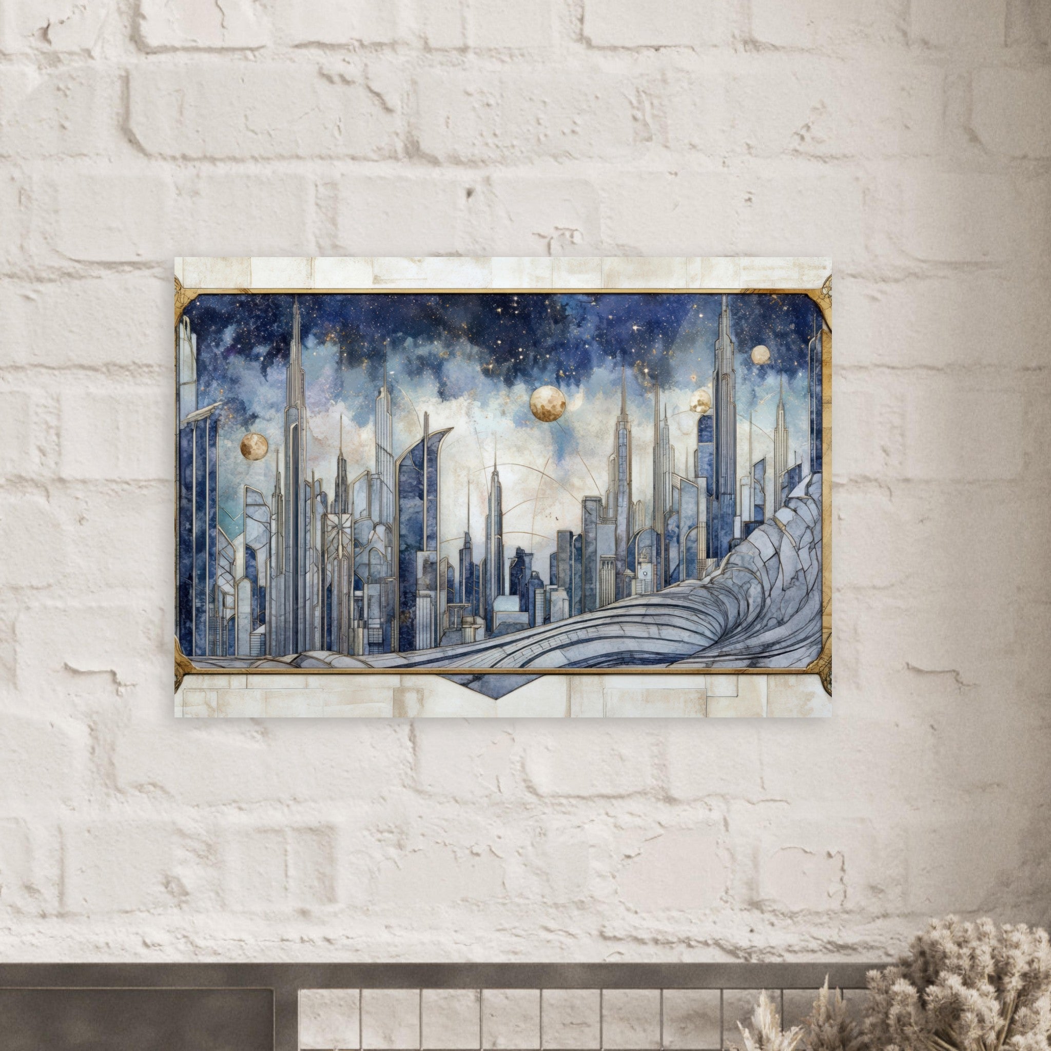 Aluminum Print Landscape - Architects of the Stars A stylized depiction - Shop Ai Art WebShop - Digital Art online Store