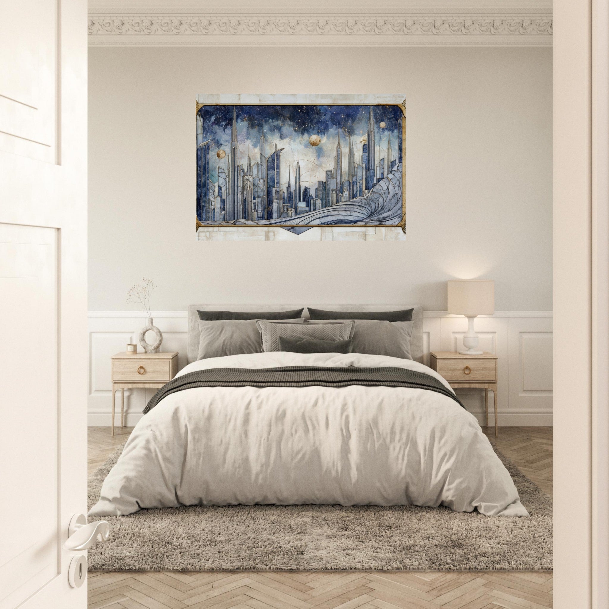 Aluminum Print Landscape - Architects of the Stars A stylized depiction - Shop Ai Art WebShop - Digital Art online Store