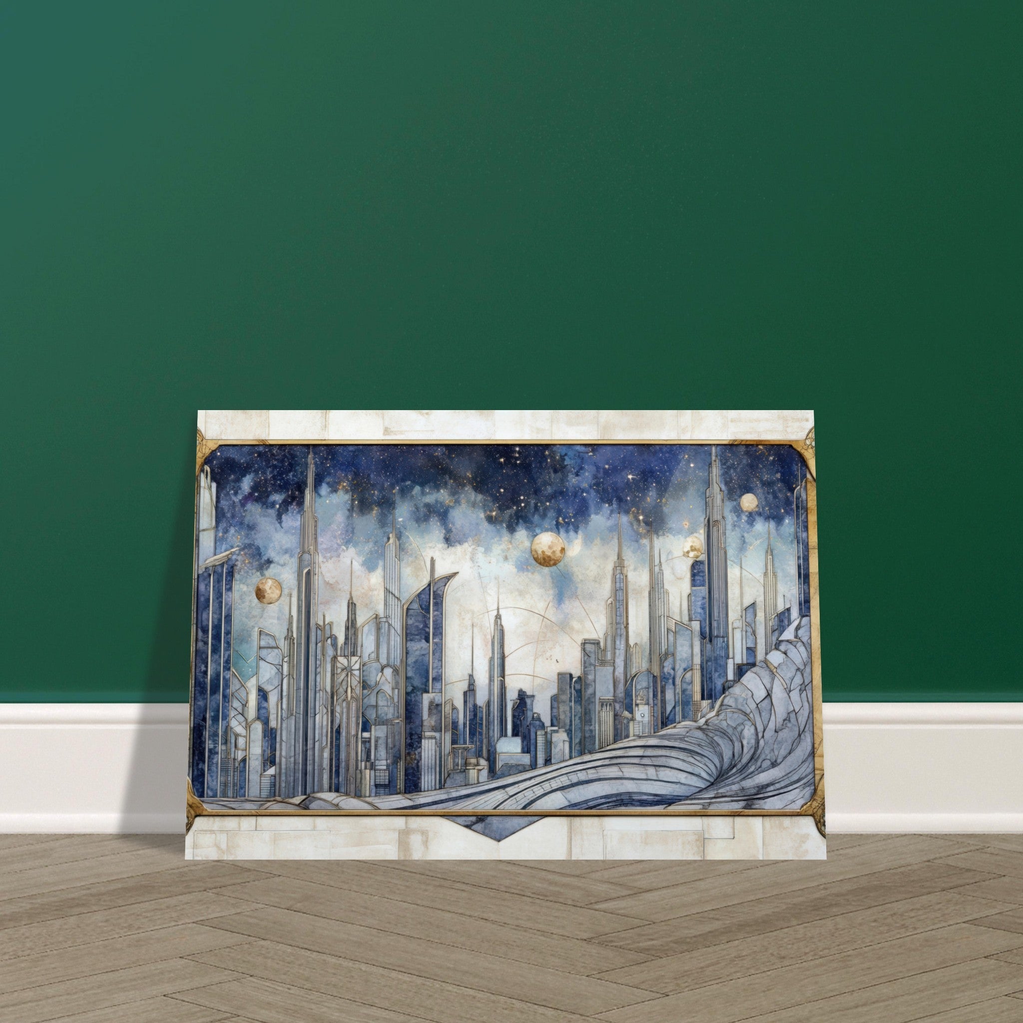 Aluminum Print Landscape - Architects of the Stars A stylized depiction - Shop Ai Art WebShop - Digital Art online Store