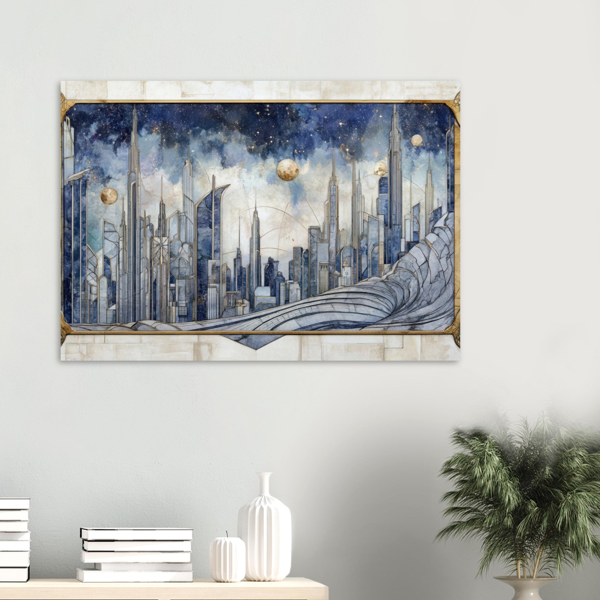 Aluminum Print Landscape - Architects of the Stars A stylized depiction - Shop Ai Art WebShop - Digital Art online Store