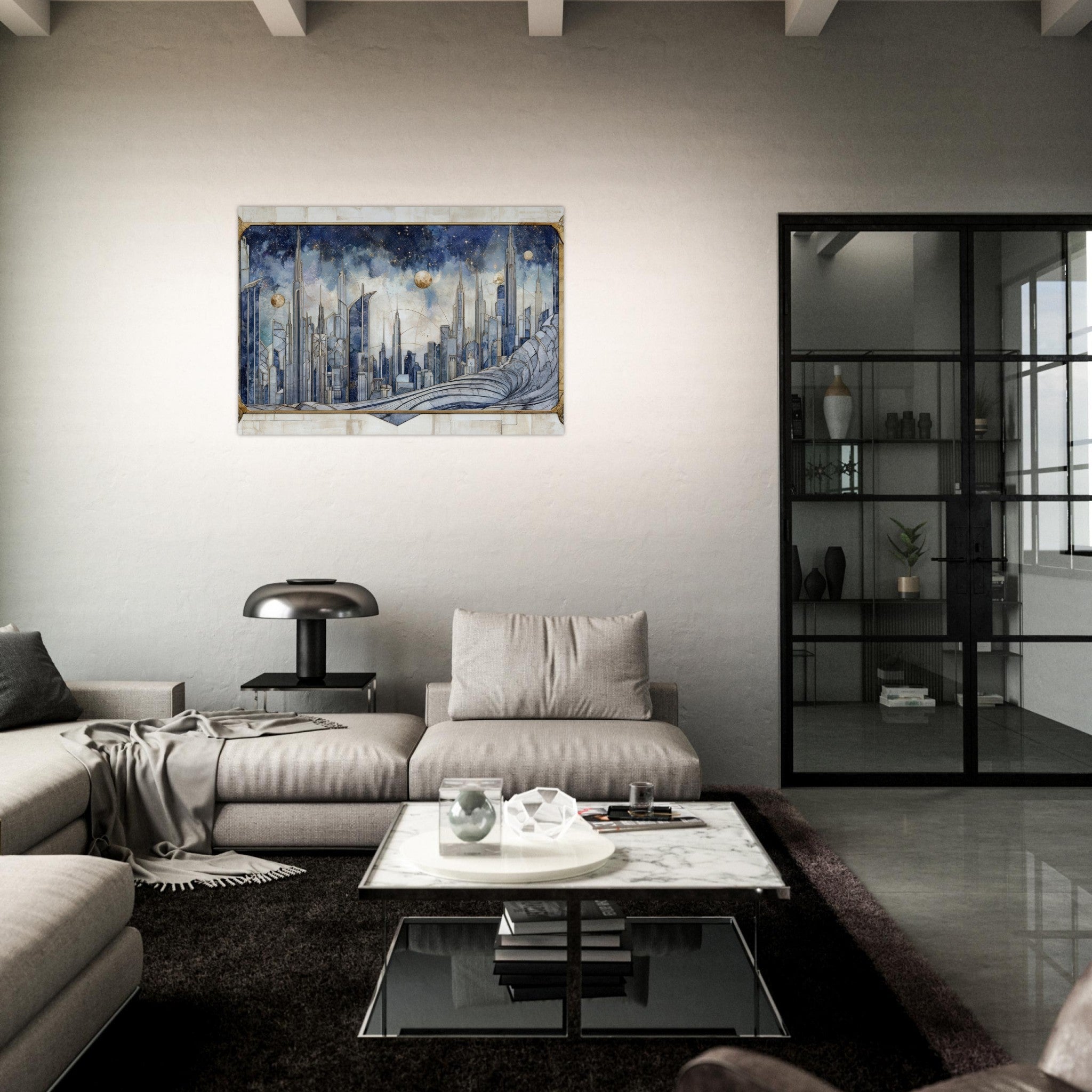 Aluminum Print Landscape - Architects of the Stars A stylized depiction - Shop Ai Art WebShop - Digital Art online Store