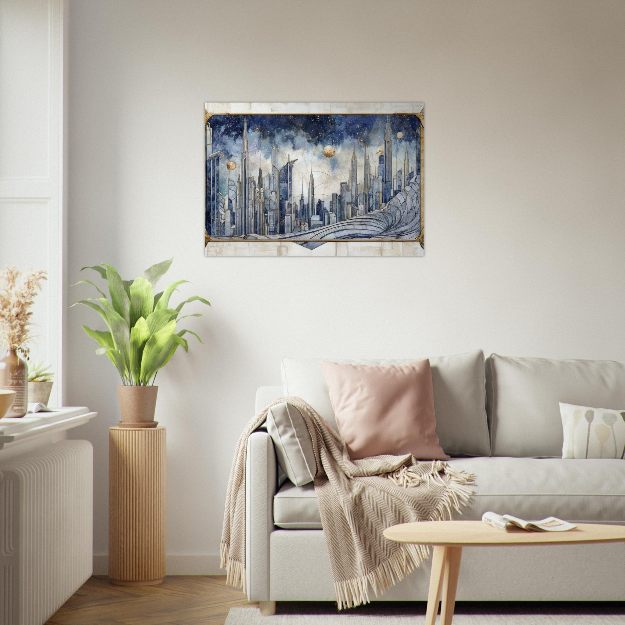 Aluminum Print Landscape - Architects of the Stars A stylized depiction - Shop Ai Art WebShop - Digital Art online Store