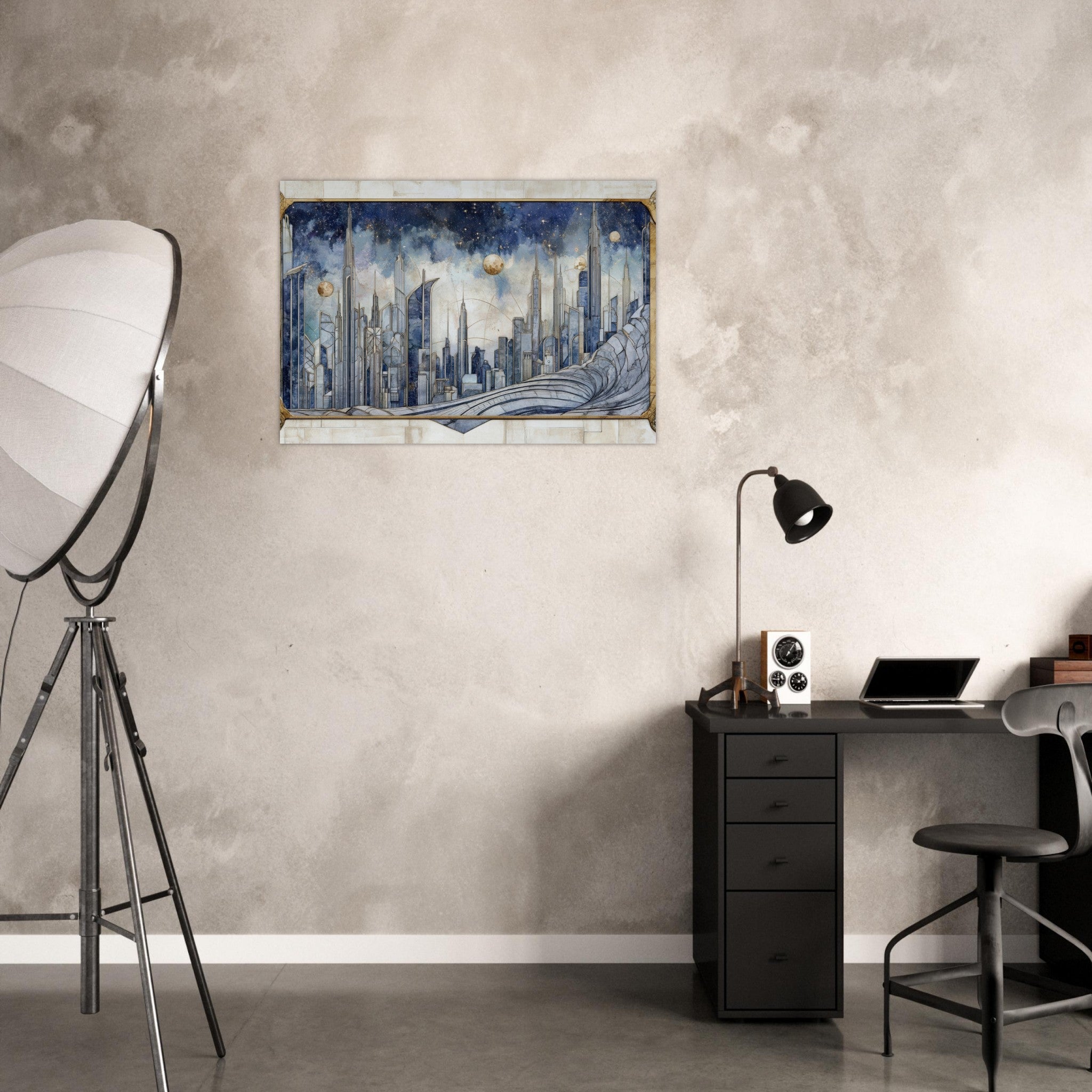 Aluminum Print Landscape - Architects of the Stars A stylized depiction - Shop Ai Art WebShop - Digital Art online Store