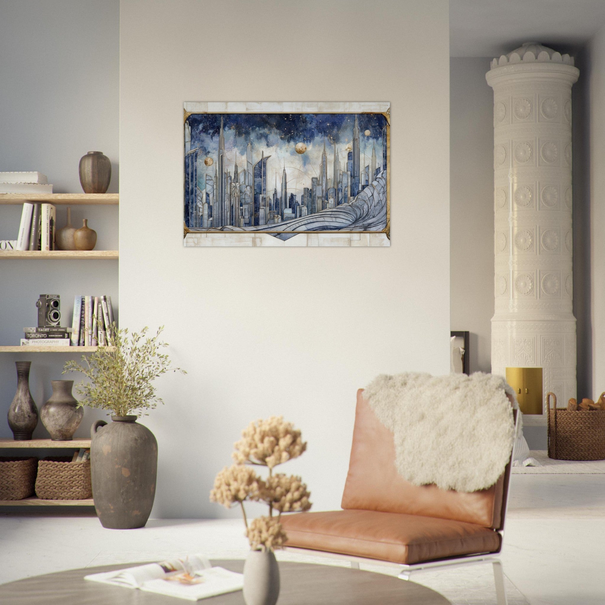 Aluminum Print Landscape - Architects of the Stars A stylized depiction - Shop Ai Art WebShop - Digital Art online Store