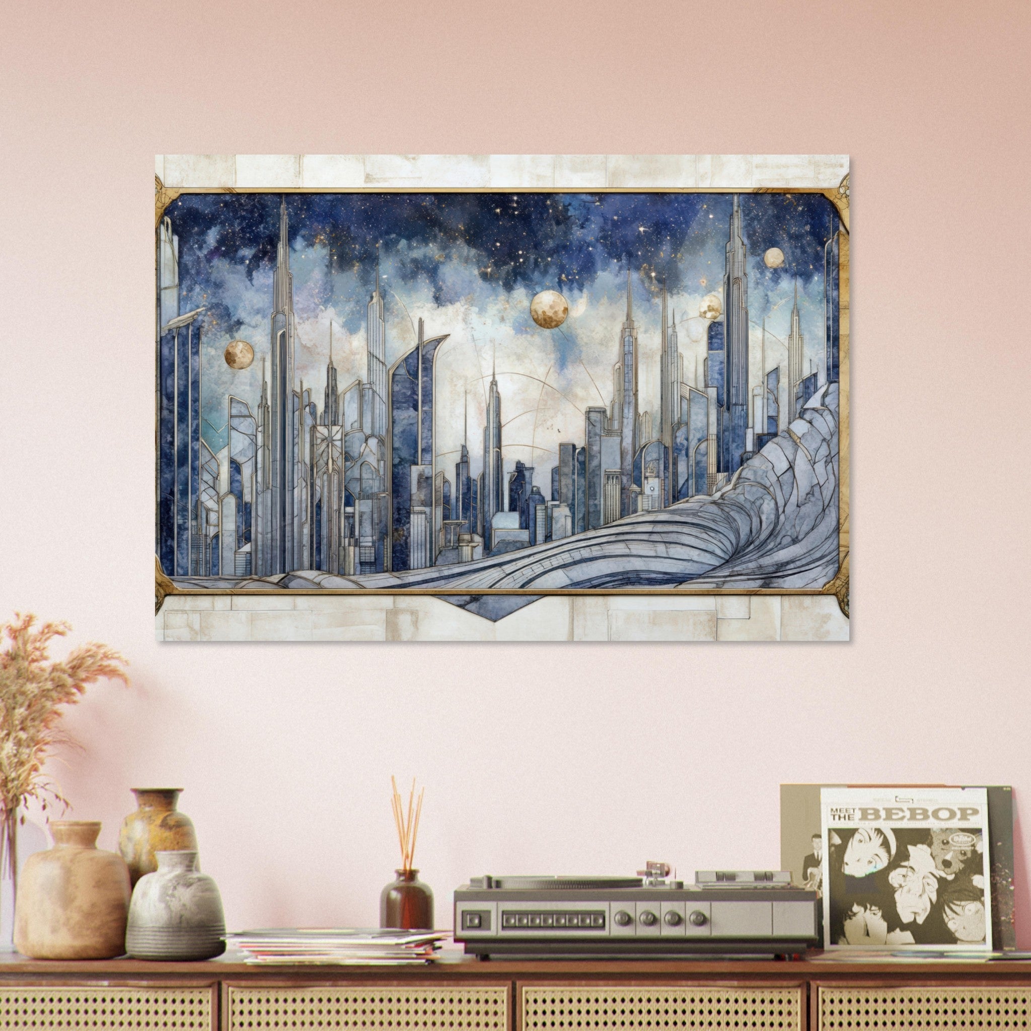 Aluminum Print Landscape - Architects of the Stars A stylized depiction - Shop Ai Art WebShop - Digital Art online Store
