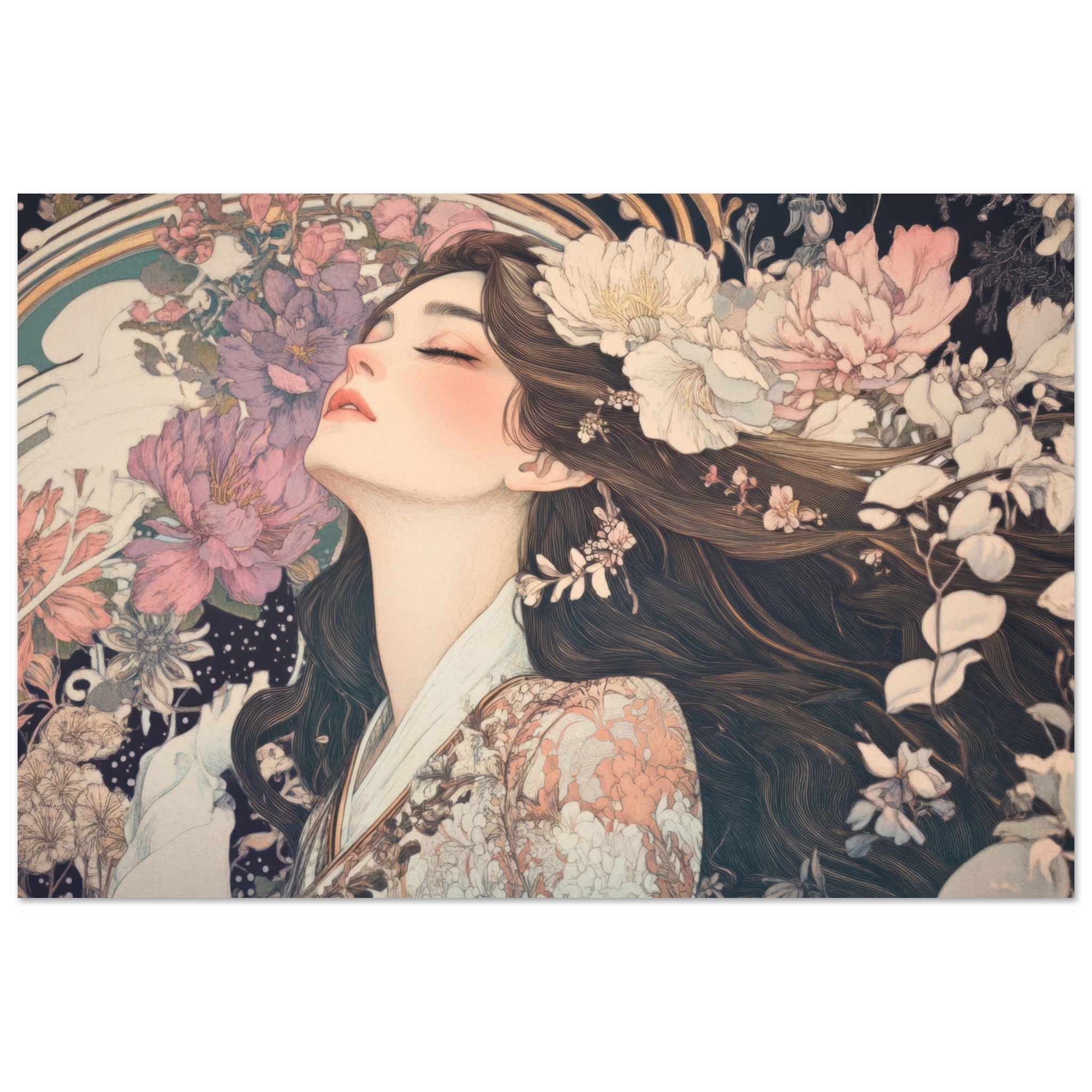 Aluminum Print Landscape - Art Nouveau Enchanted Garden An Art Nouveau inst 2 - Shop Ai Art WebShop - Digital Art online Store