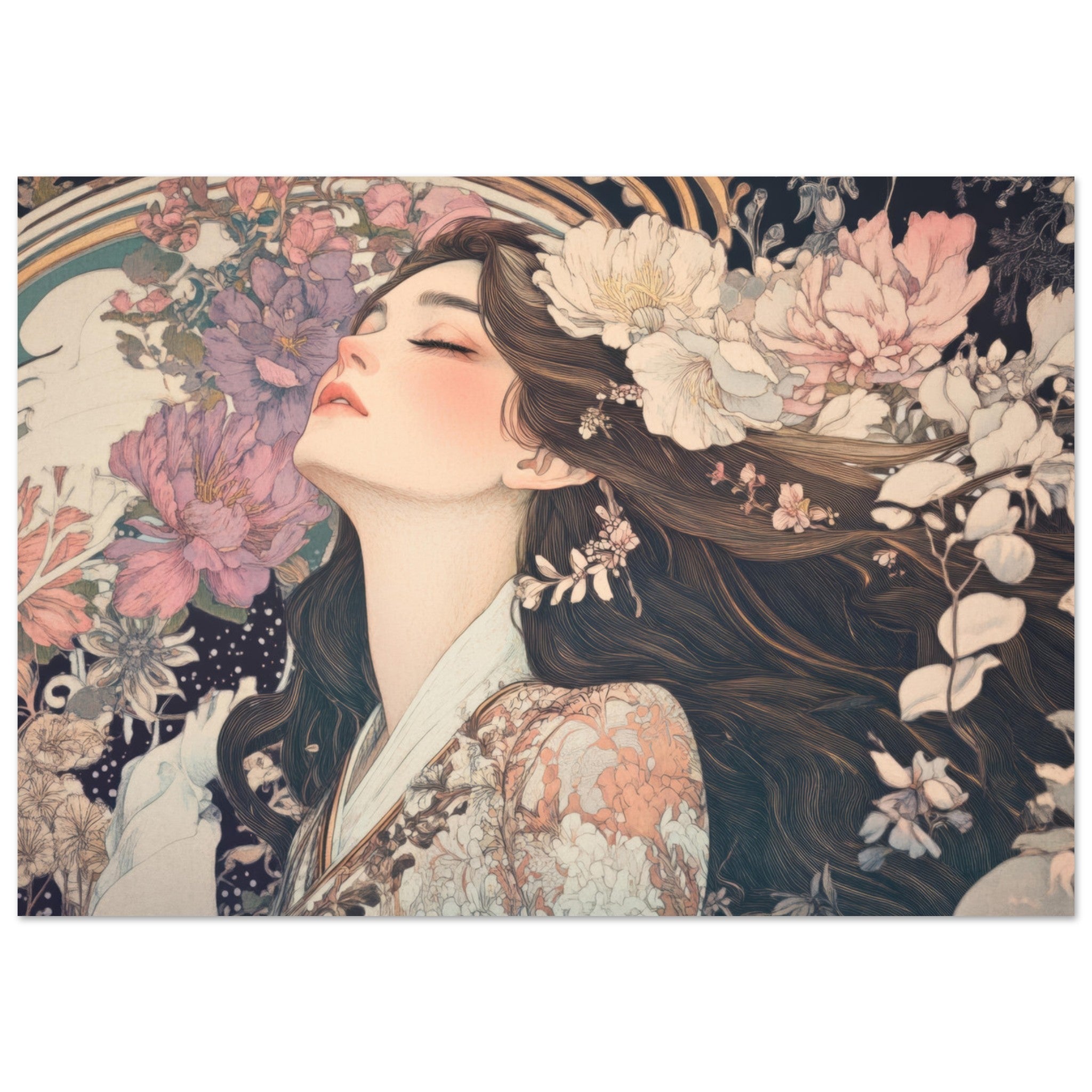 Aluminum Print Landscape - Art Nouveau Enchanted Garden An Art Nouveau inst 2 - Shop Ai Art WebShop - Digital Art online Store