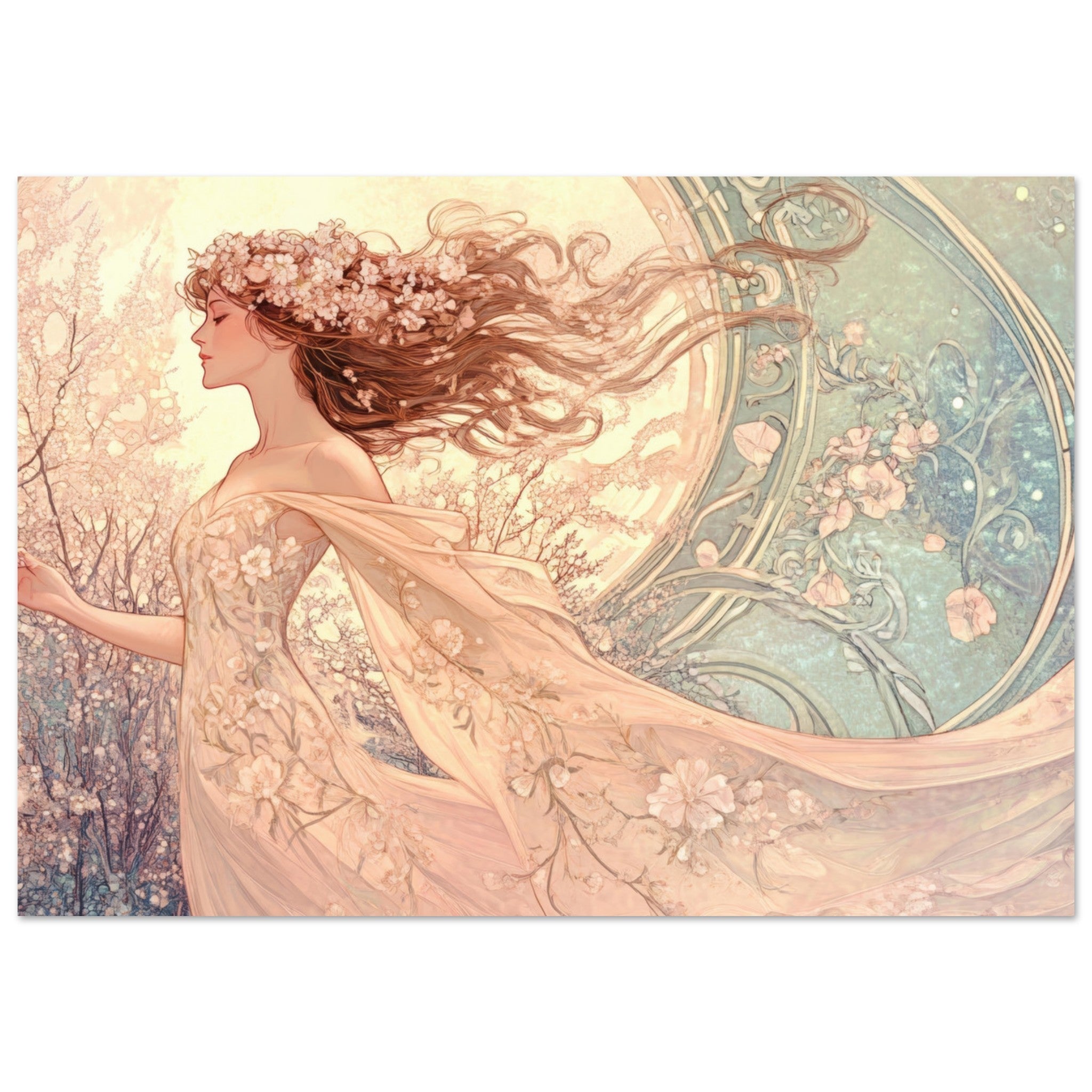 Aluminum Print Landscape - Art Nouveau Enchanted Garden An Art Nouveau inst 6 - Shop Ai Art WebShop - Digital Art online Store
