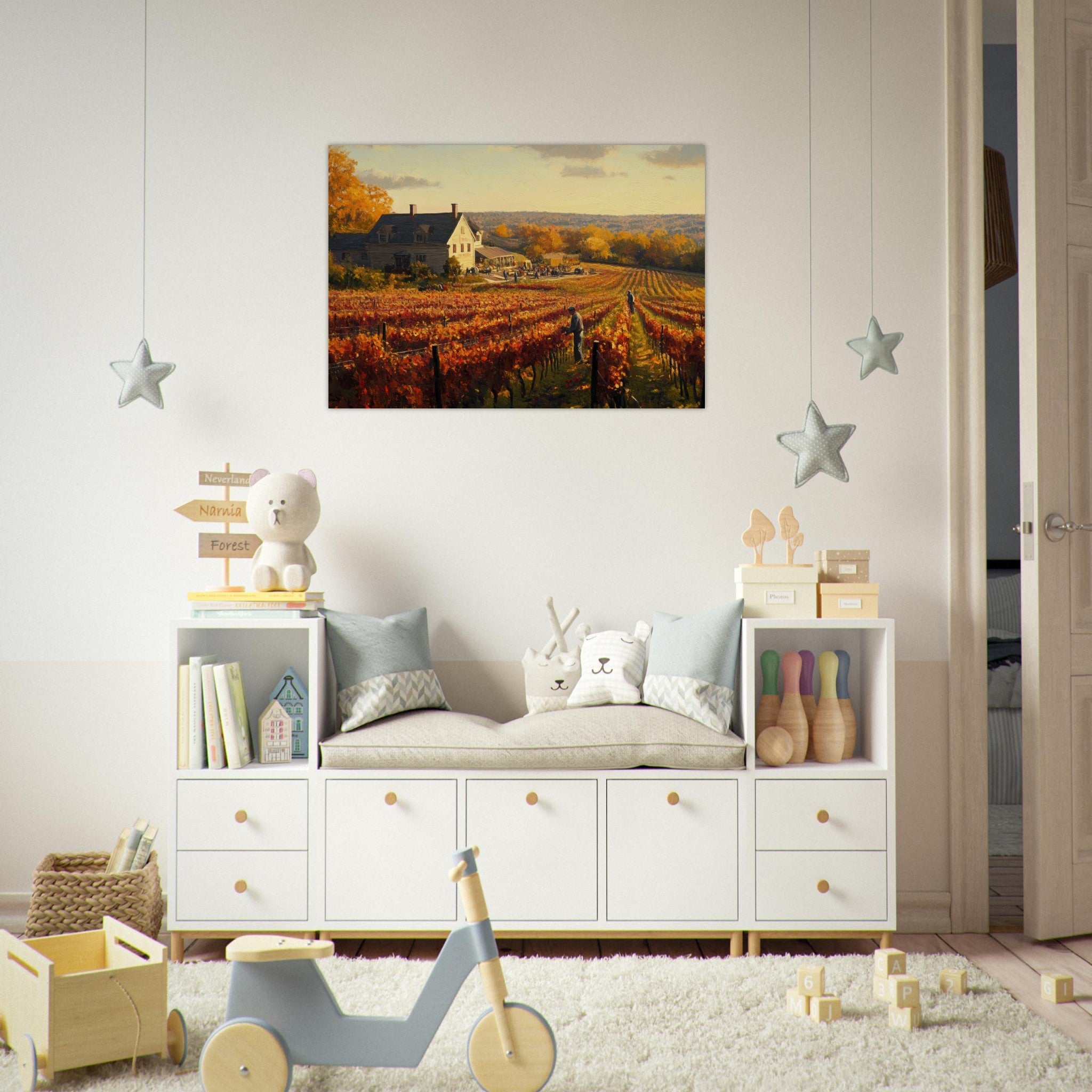 Aluminum Print Landscape - Autumn Vineyard Harvest A picturesque vineyards 3 - Shop Ai Art WebShop - Digital Art online Store