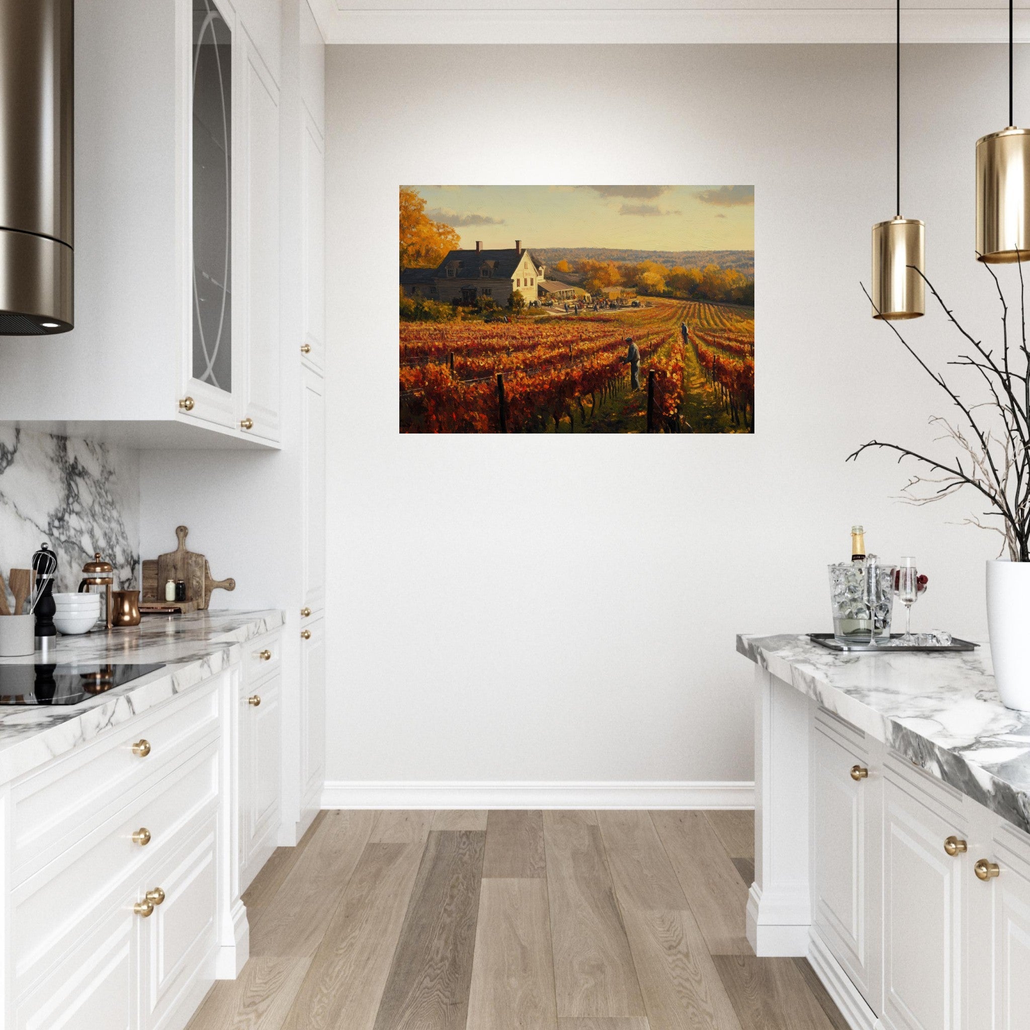 Aluminum Print Landscape - Autumn Vineyard Harvest A picturesque vineyards 3 - Shop Ai Art WebShop - Digital Art online Store
