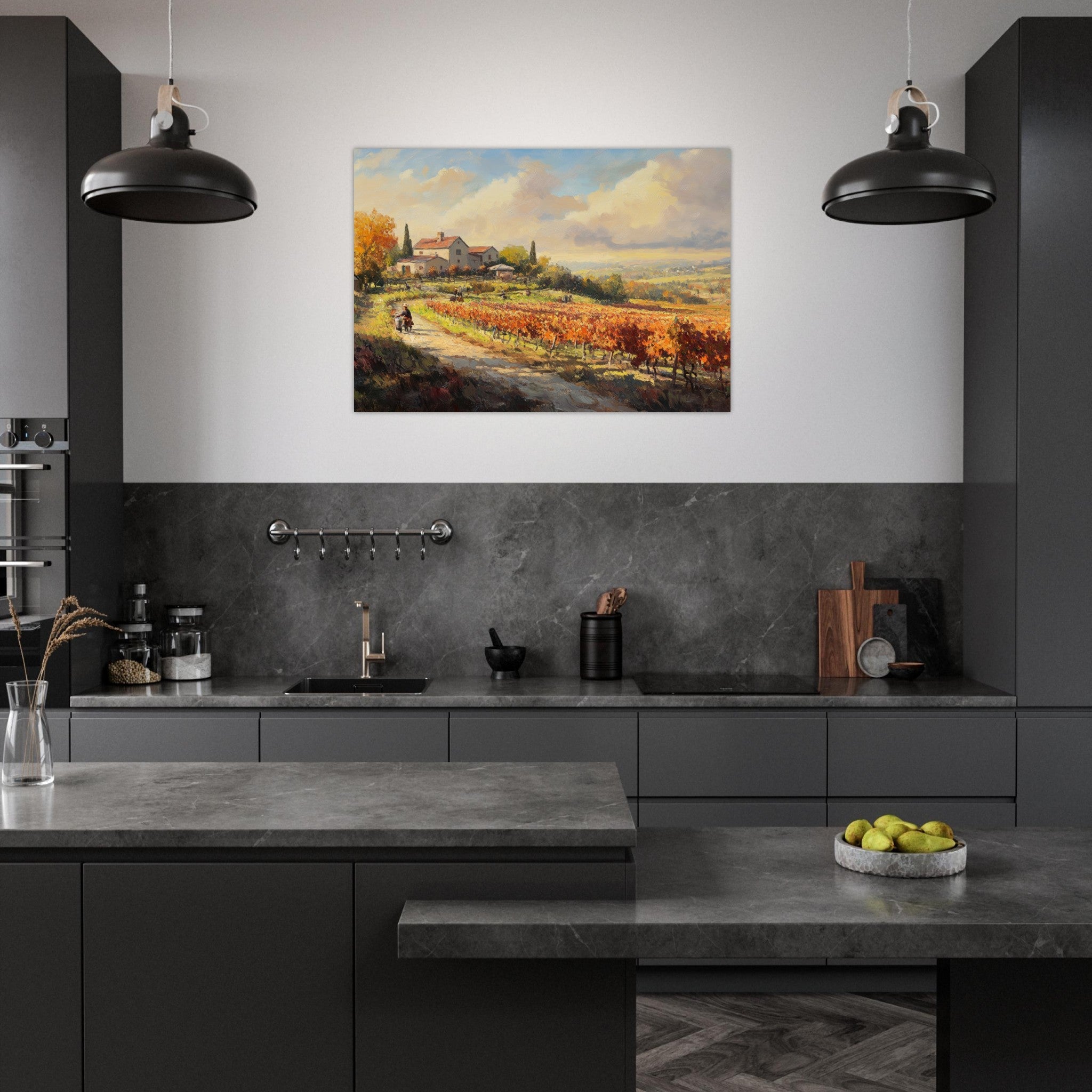 Aluminum Print Landscape - Autumn Vineyard Harvest A picturesque vineyards 4 - Shop Ai Art WebShop - Digital Art online Store