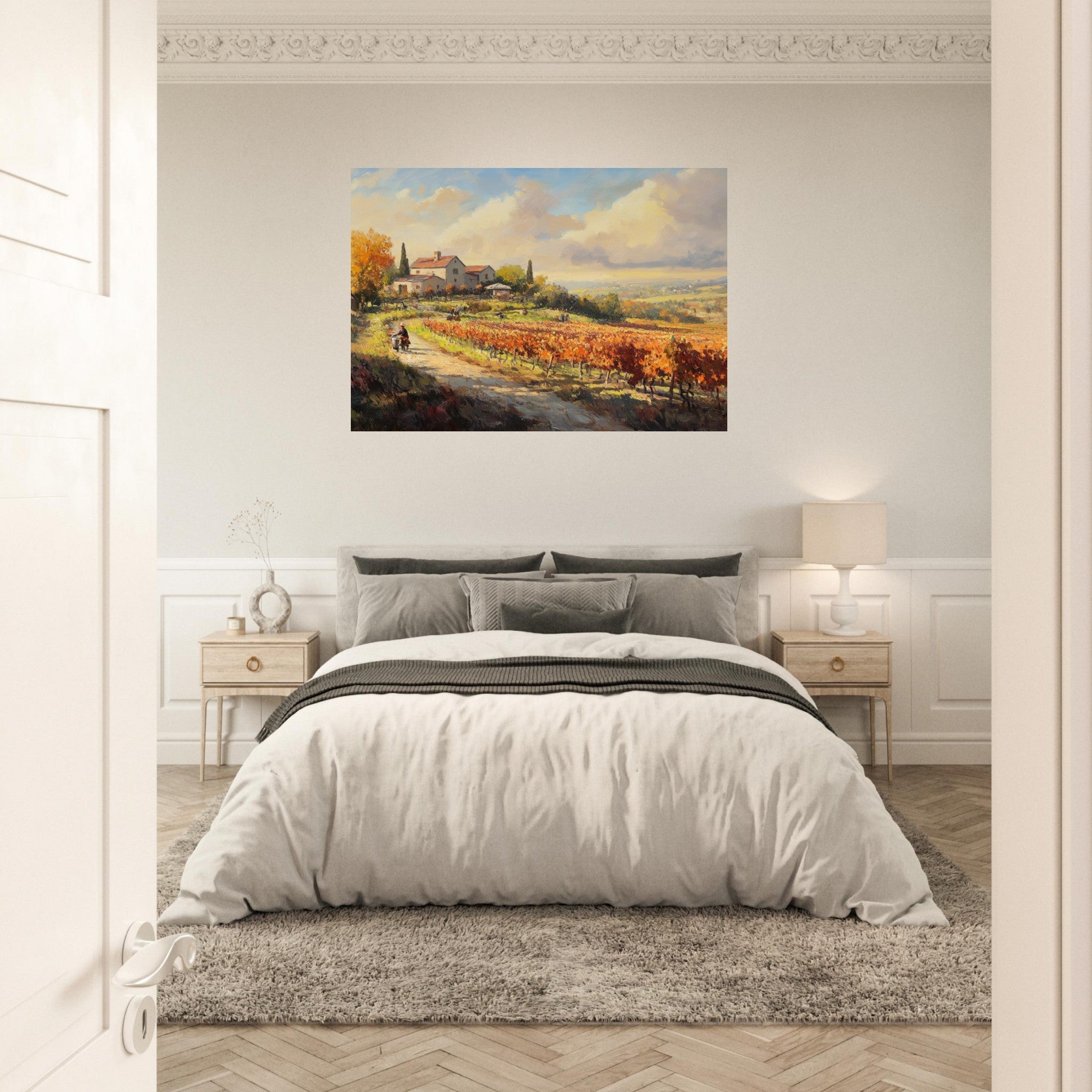 Aluminum Print Landscape - Autumn Vineyard Harvest A picturesque vineyards 4 - Shop Ai Art WebShop - Digital Art online Store