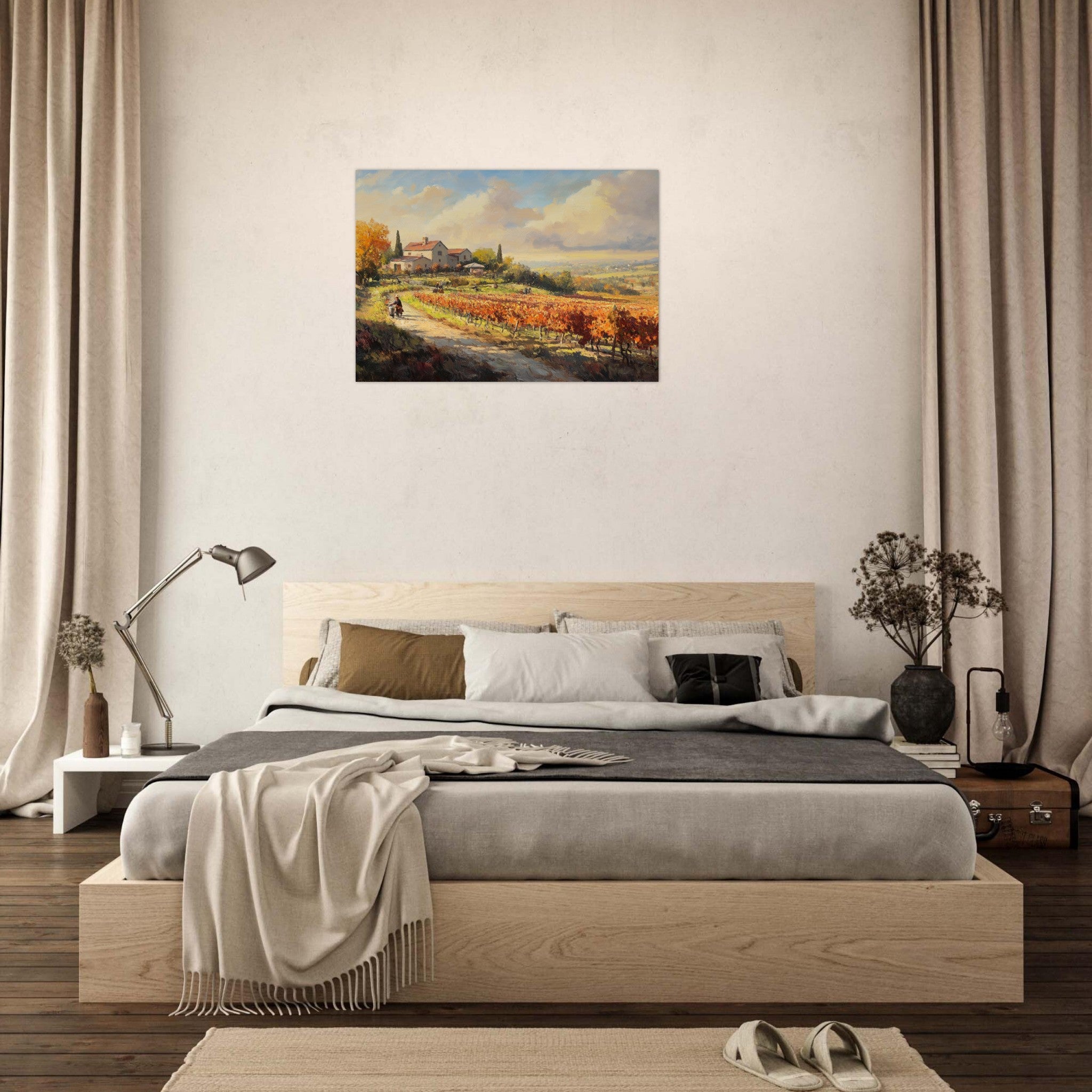 Aluminum Print Landscape - Autumn Vineyard Harvest A picturesque vineyards 4 - Shop Ai Art WebShop - Digital Art online Store