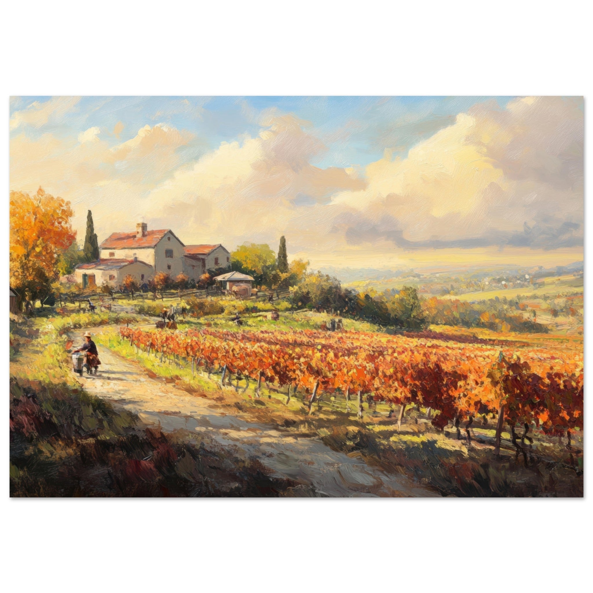 Aluminum Print Landscape - Autumn Vineyard Harvest A picturesque vineyards 4 - Shop Ai Art WebShop - Digital Art online Store