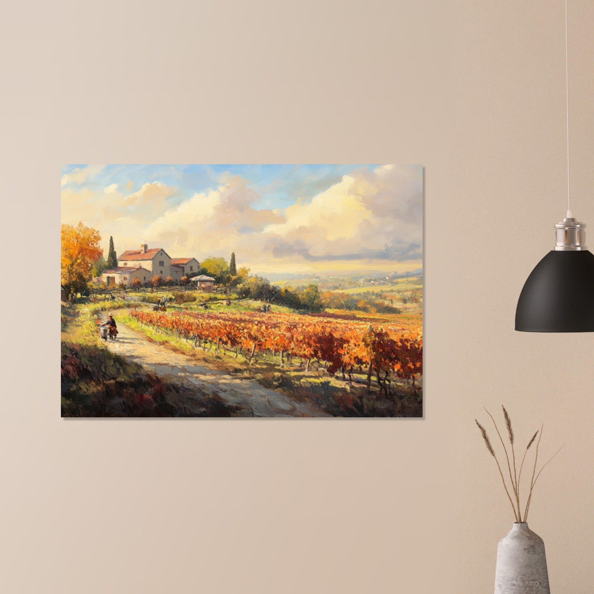 Aluminum Print Landscape - Autumn Vineyard Harvest A picturesque vineyards 4 - Shop Ai Art WebShop - Digital Art online Store