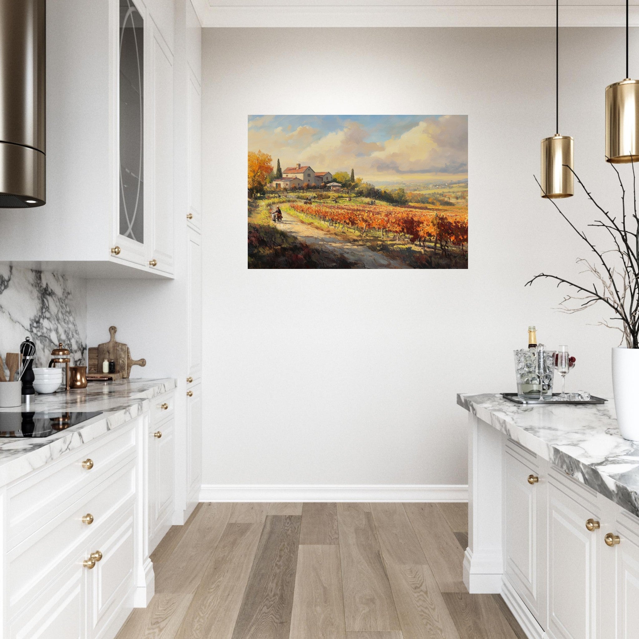 Aluminum Print Landscape - Autumn Vineyard Harvest A picturesque vineyards 4 - Shop Ai Art WebShop - Digital Art online Store