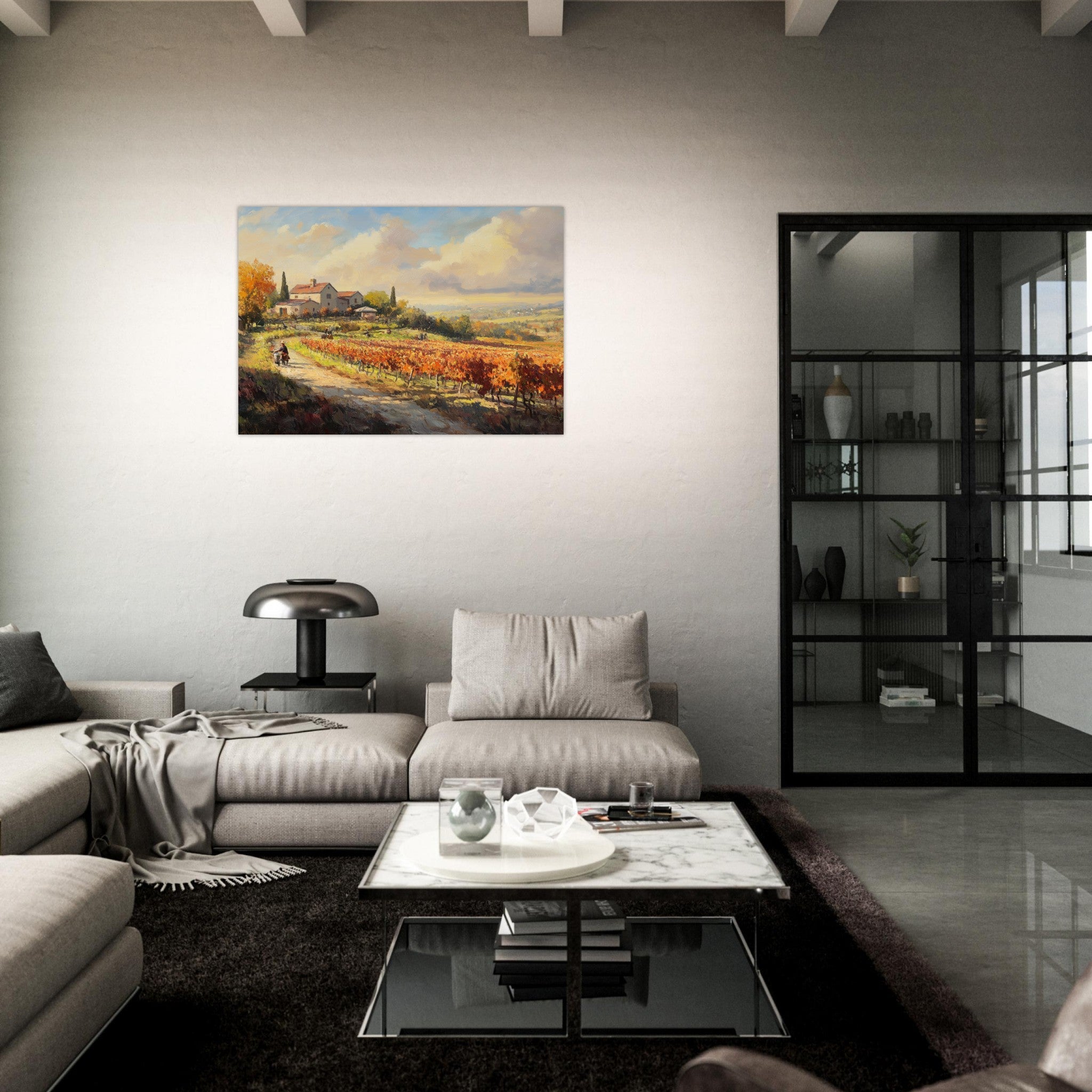 Aluminum Print Landscape - Autumn Vineyard Harvest A picturesque vineyards 4 - Shop Ai Art WebShop - Digital Art online Store