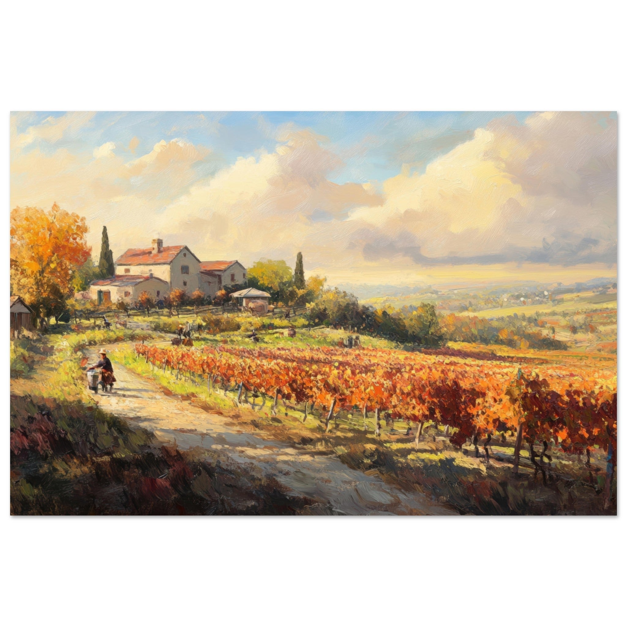 Aluminum Print Landscape - Autumn Vineyard Harvest A picturesque vineyards 4 - Shop Ai Art WebShop - Digital Art online Store