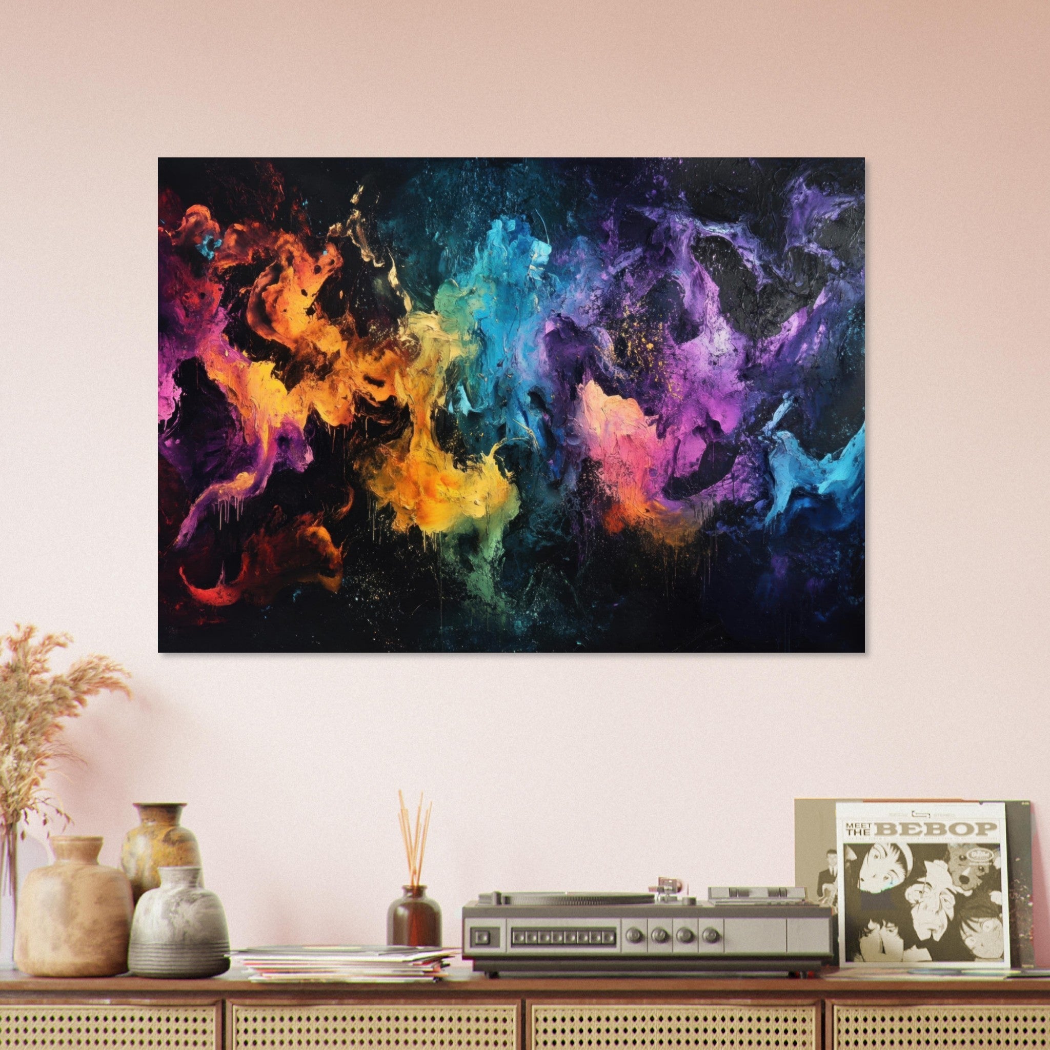 Aluminum Print Landscape - Chromatic Abyss A dark infinite void punctured - Shop Ai Art WebShop - Digital Art online Store