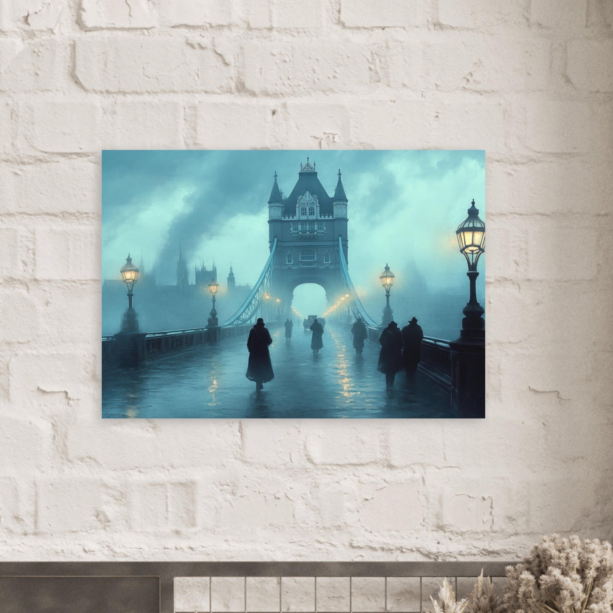 Aluminum Print Landscape - Foggy London Bridge at Dawn A misty morning vie 2 - Shop Ai Art WebShop - Digital Art online Store