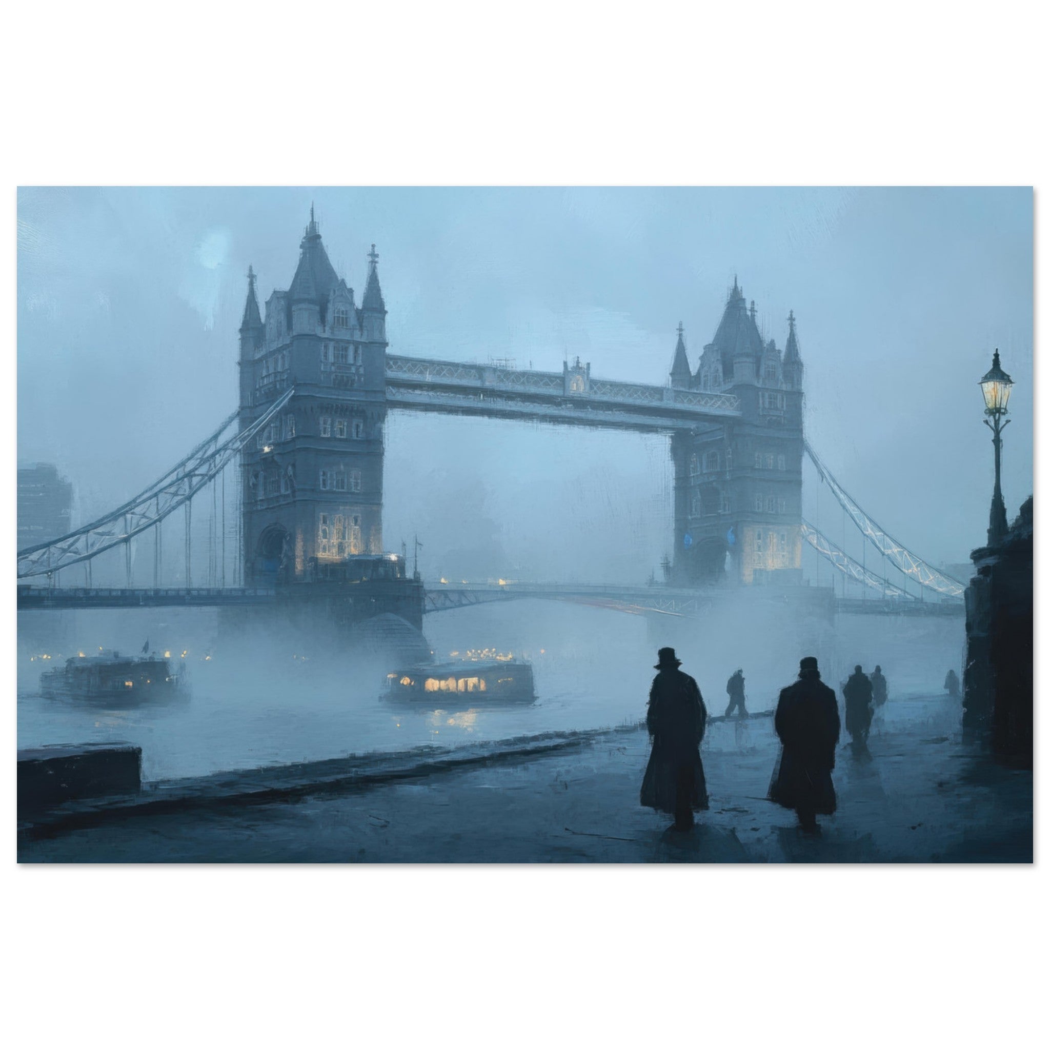 Aluminum Print Landscape - Foggy London Bridge at Dawn A misty morning vie 3 - Shop Ai Art WebShop - Digital Art online Store