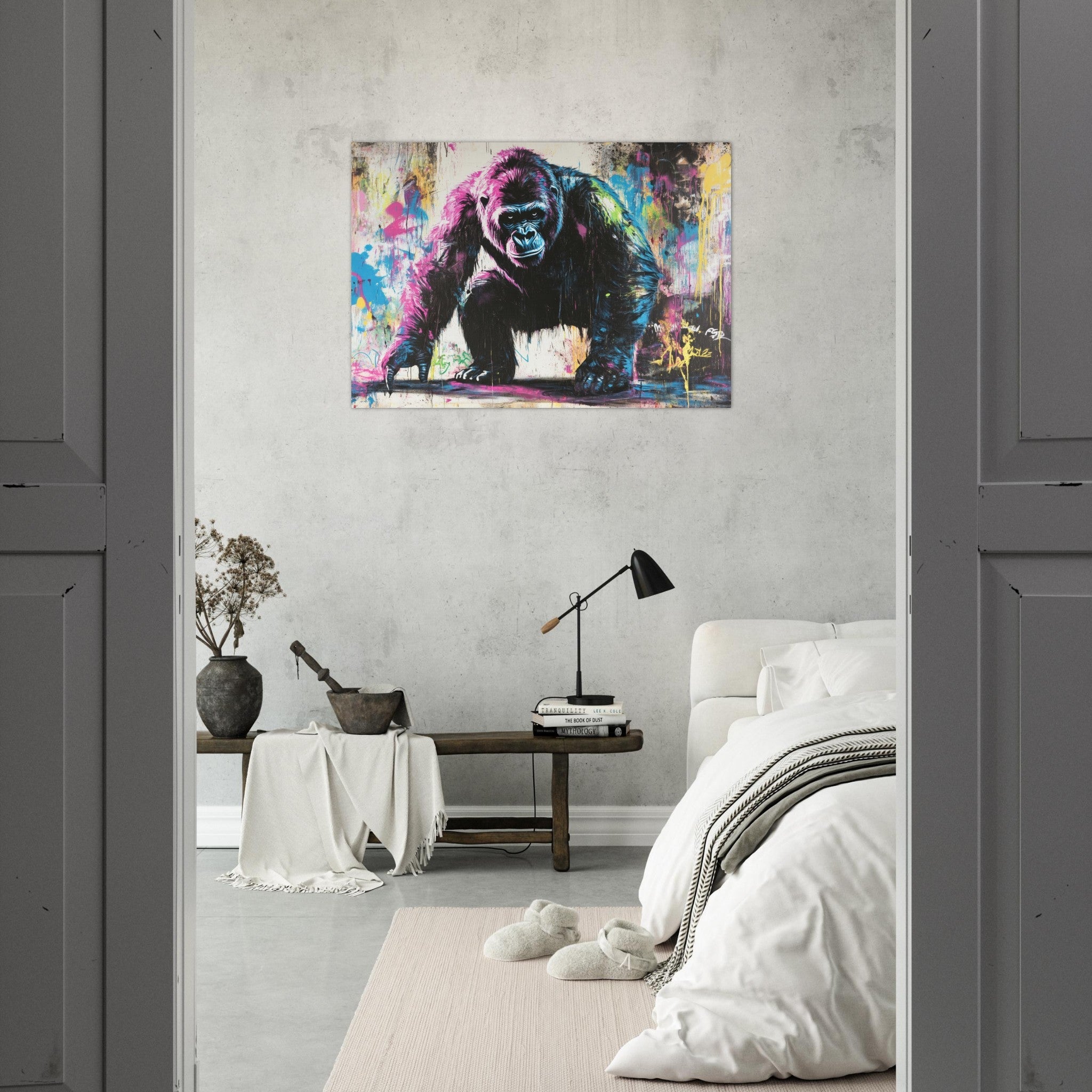 Aluminum Print Landscape - Graffiti - Style Street Art Gorilla A powerful 3 - Shop Ai Art WebShop - Digital Art online Store