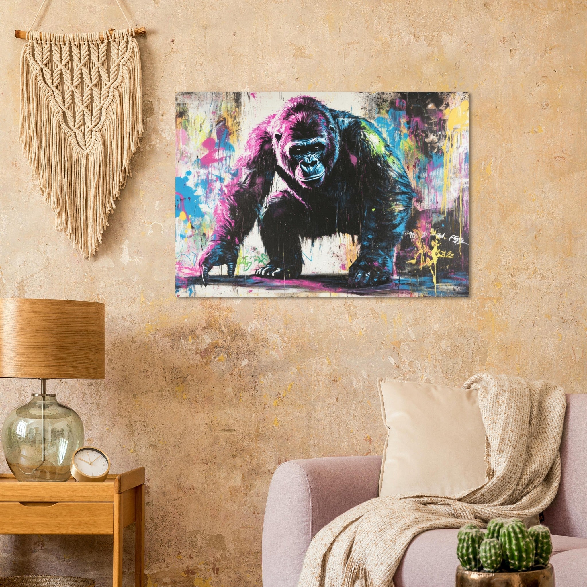 Aluminum Print Landscape - Graffiti - Style Street Art Gorilla A powerful 3 - Shop Ai Art WebShop - Digital Art online Store