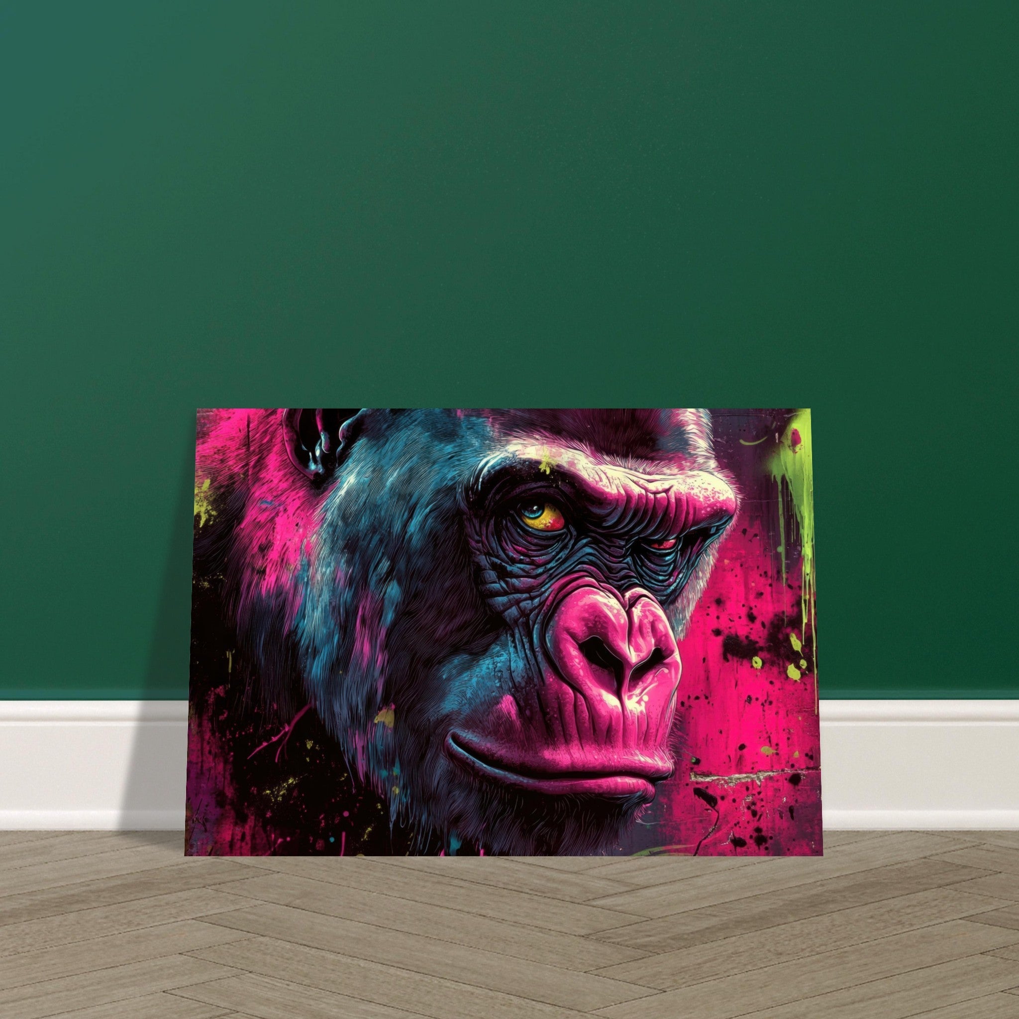 Aluminum Print Landscape - Graffiti - Style Street Art Gorilla A powerful 6 - Shop Ai Art WebShop - Digital Art online Store