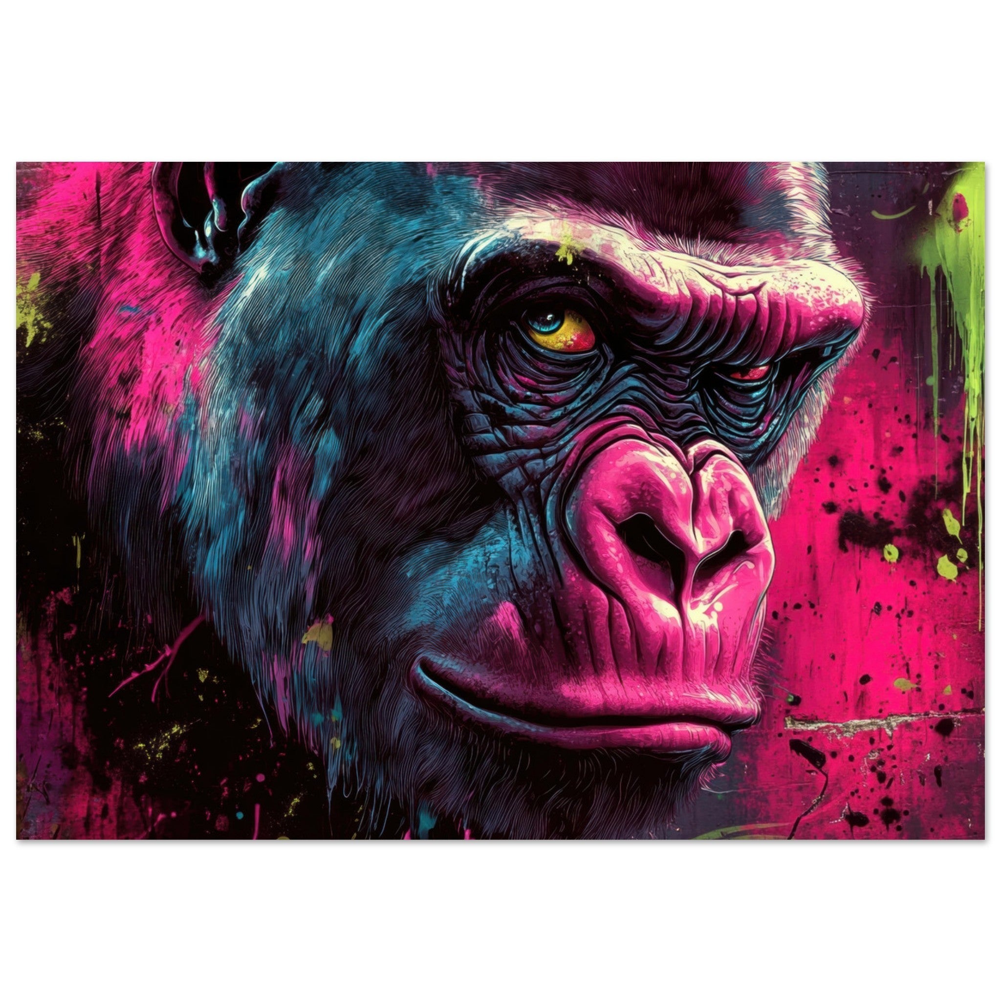 Aluminum Print Landscape - Graffiti - Style Street Art Gorilla A powerful 6 - Shop Ai Art WebShop - Digital Art online Store