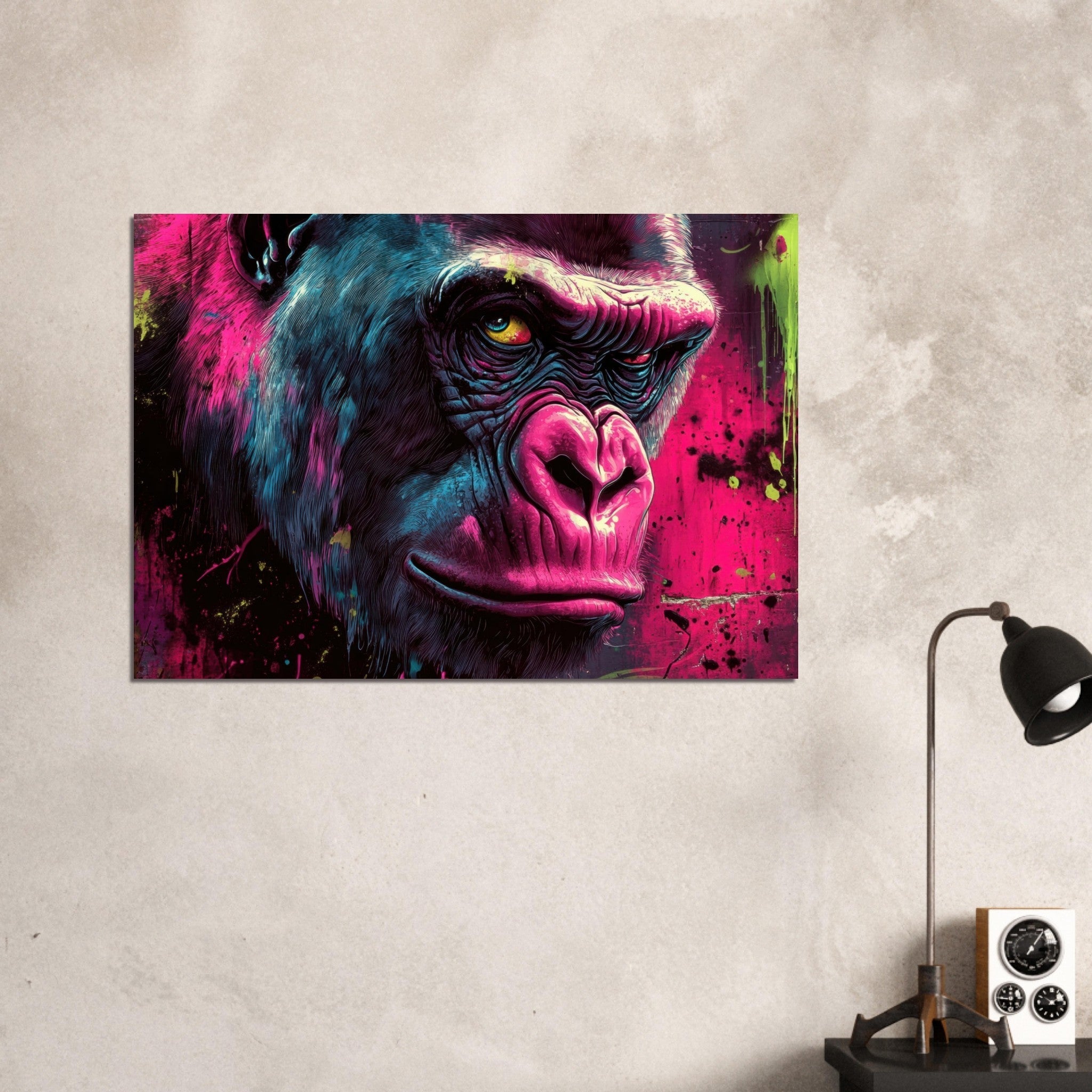 Aluminum Print Landscape - Graffiti - Style Street Art Gorilla A powerful 6 - Shop Ai Art WebShop - Digital Art online Store