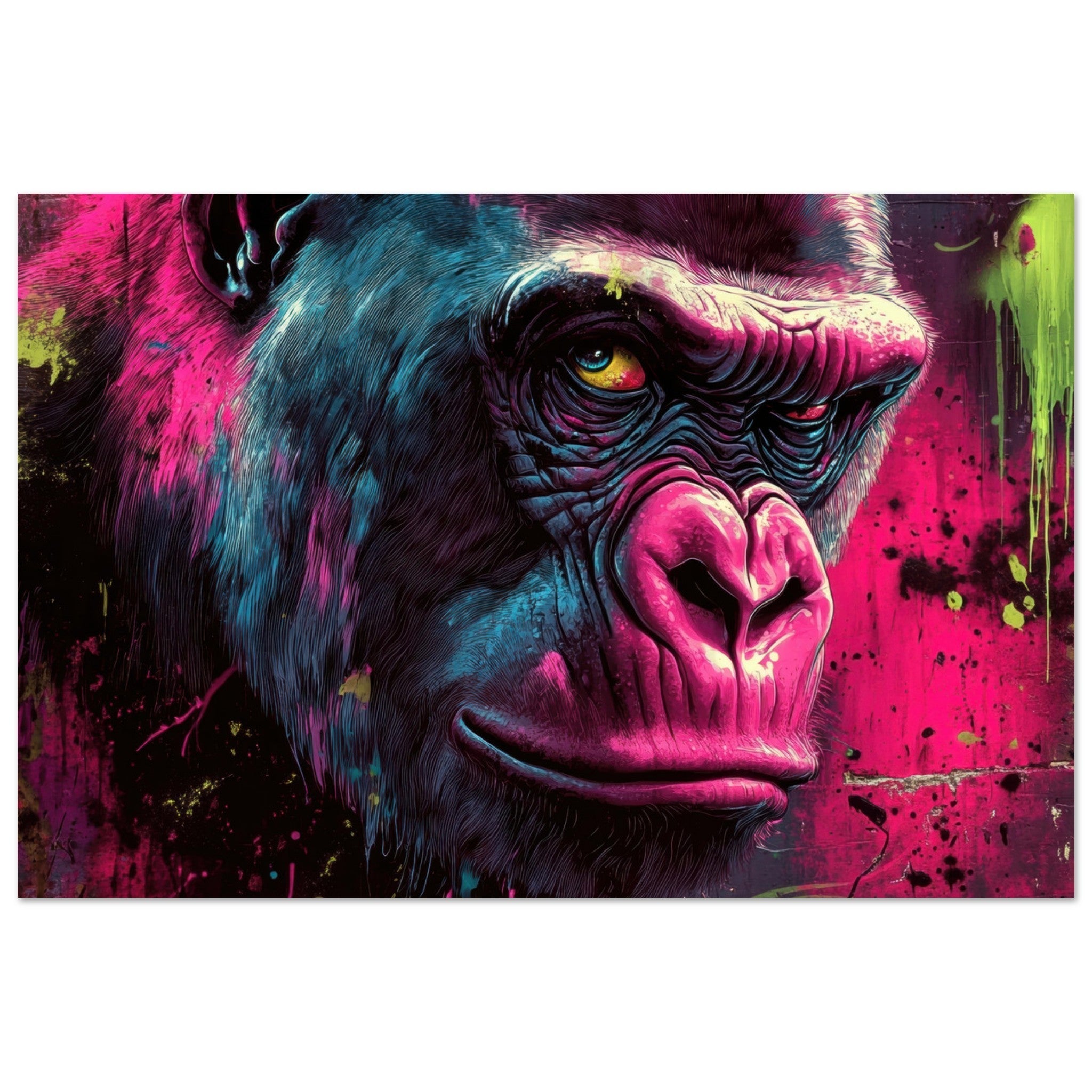 Aluminum Print Landscape - Graffiti - Style Street Art Gorilla A powerful 6 - Shop Ai Art WebShop - Digital Art online Store