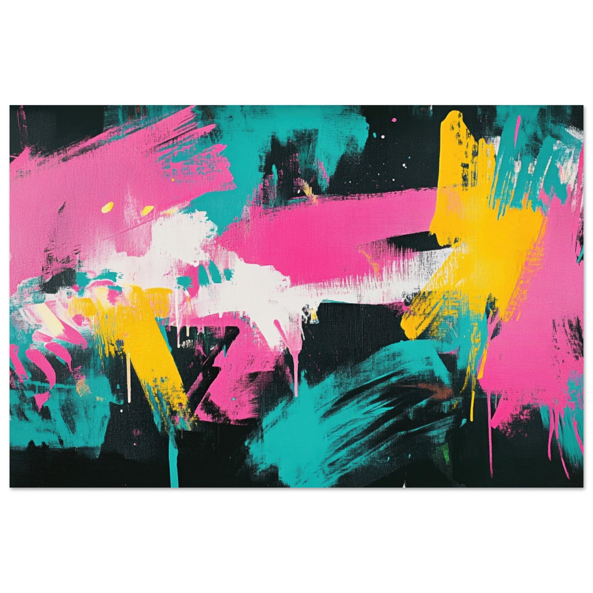 Aluminum Print Landscape - Neon Reverie An explosion of neon lights in pink - Shop Ai Art WebShop - Digital Art online Store