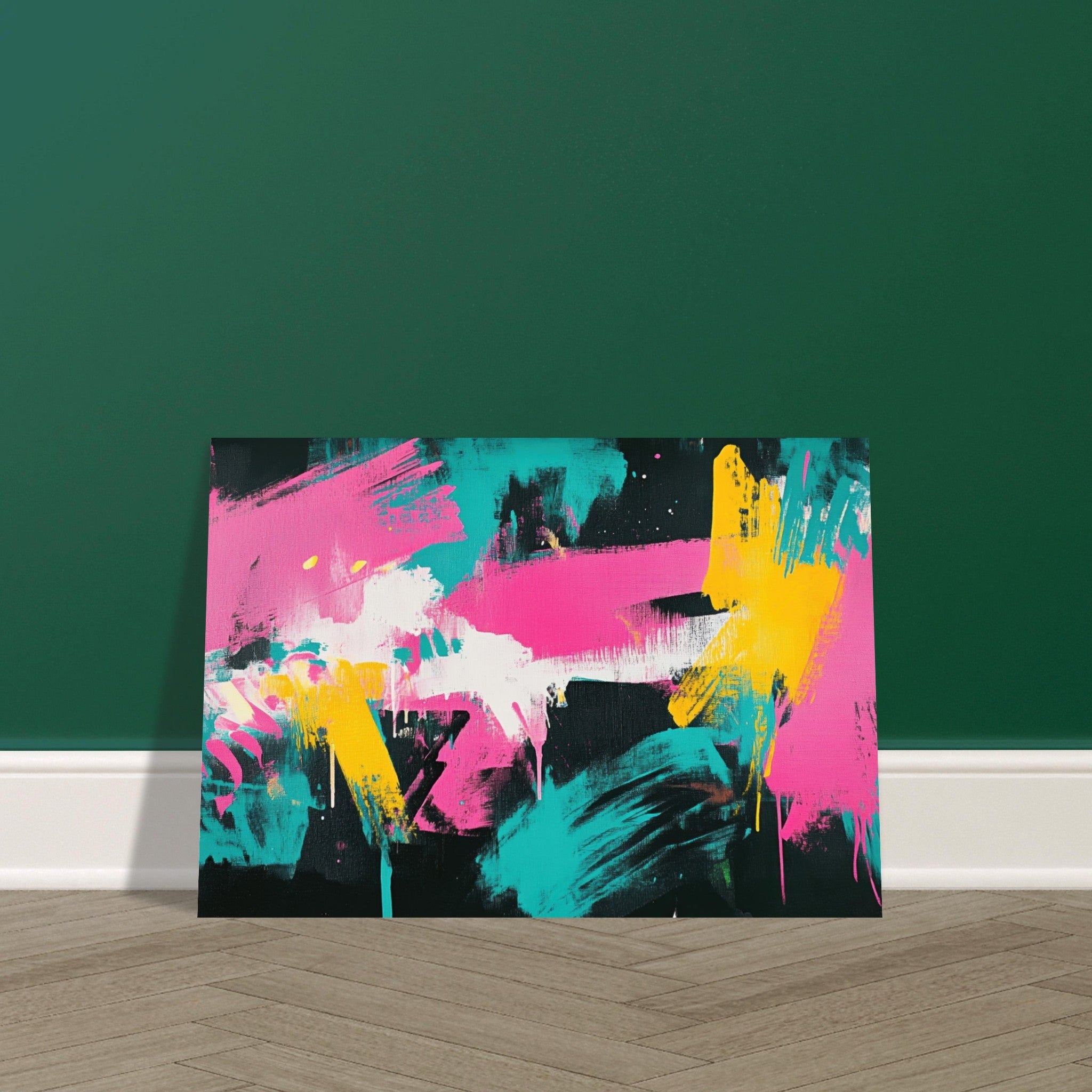 Aluminum Print Landscape - Neon Reverie An explosion of neon lights in pink - Shop Ai Art WebShop - Digital Art online Store