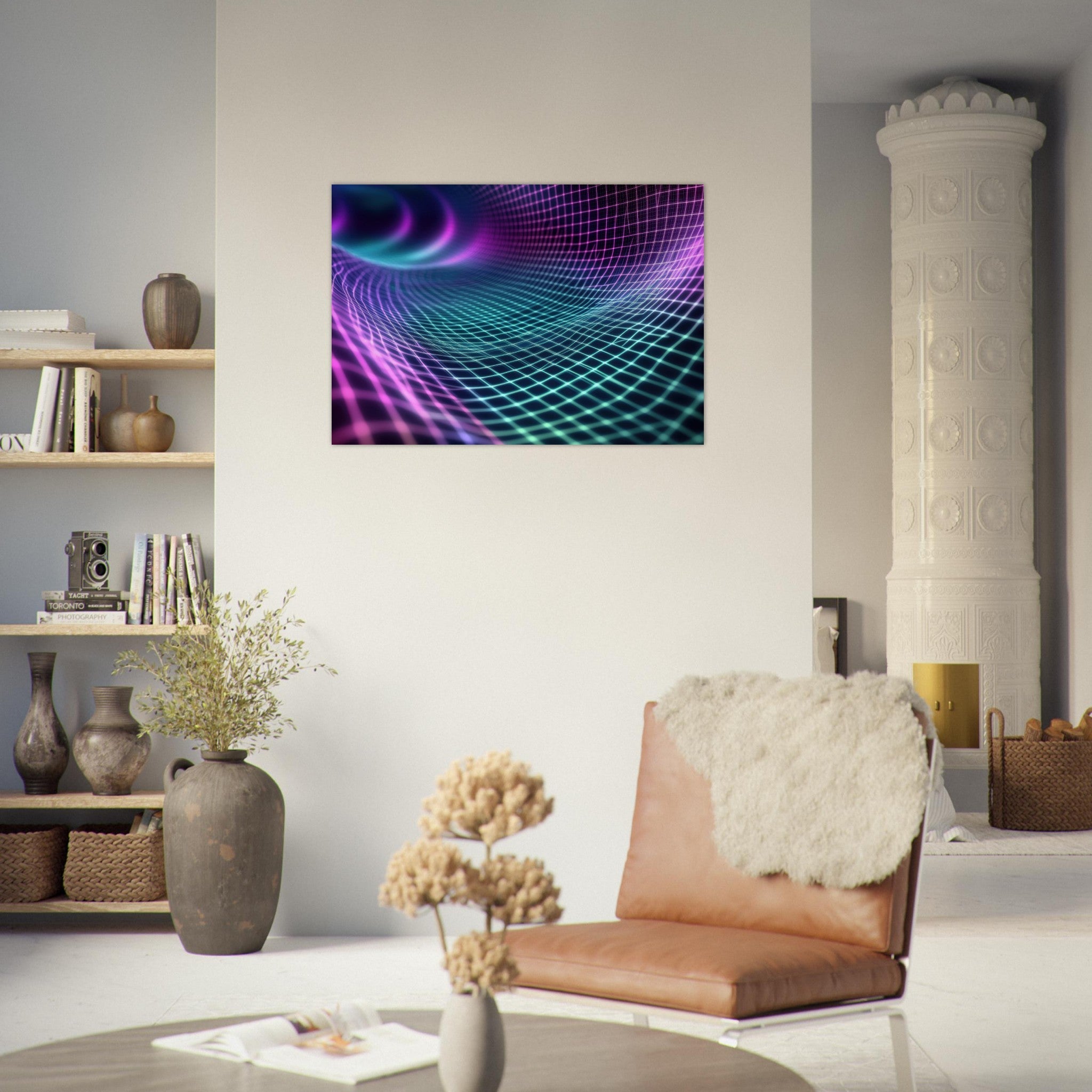 Aluminum Print Landscape - Quantum Reverberation Cascading waves of transit 2 - Shop Ai Art WebShop Digital Art online Store