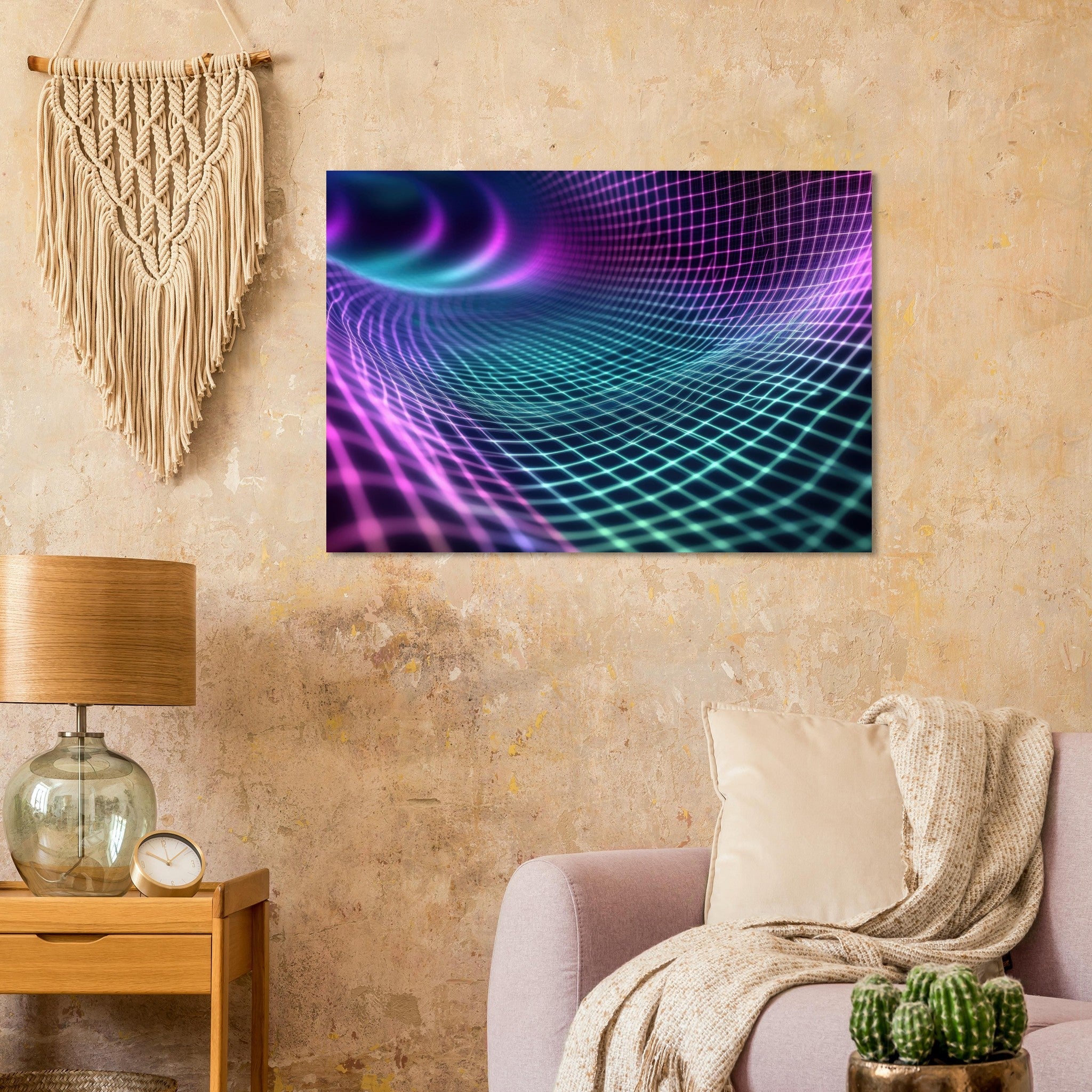Aluminum Print Landscape - Quantum Reverberation Cascading waves of transit 2 - Shop Ai Art WebShop Digital Art online Store