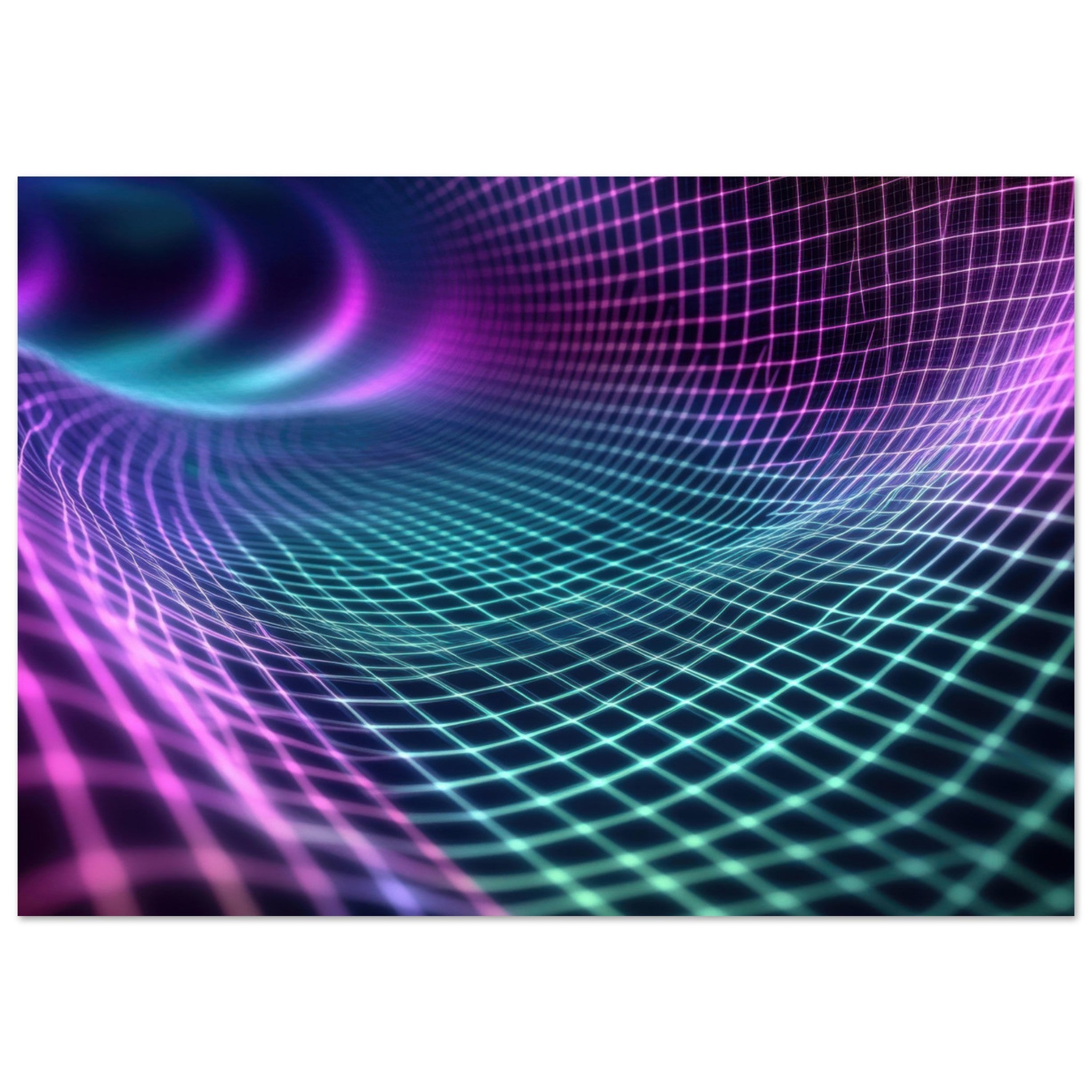 Aluminum Print Landscape - Quantum Reverberation Cascading waves of transit 2 - Shop Ai Art WebShop Digital Art online Store