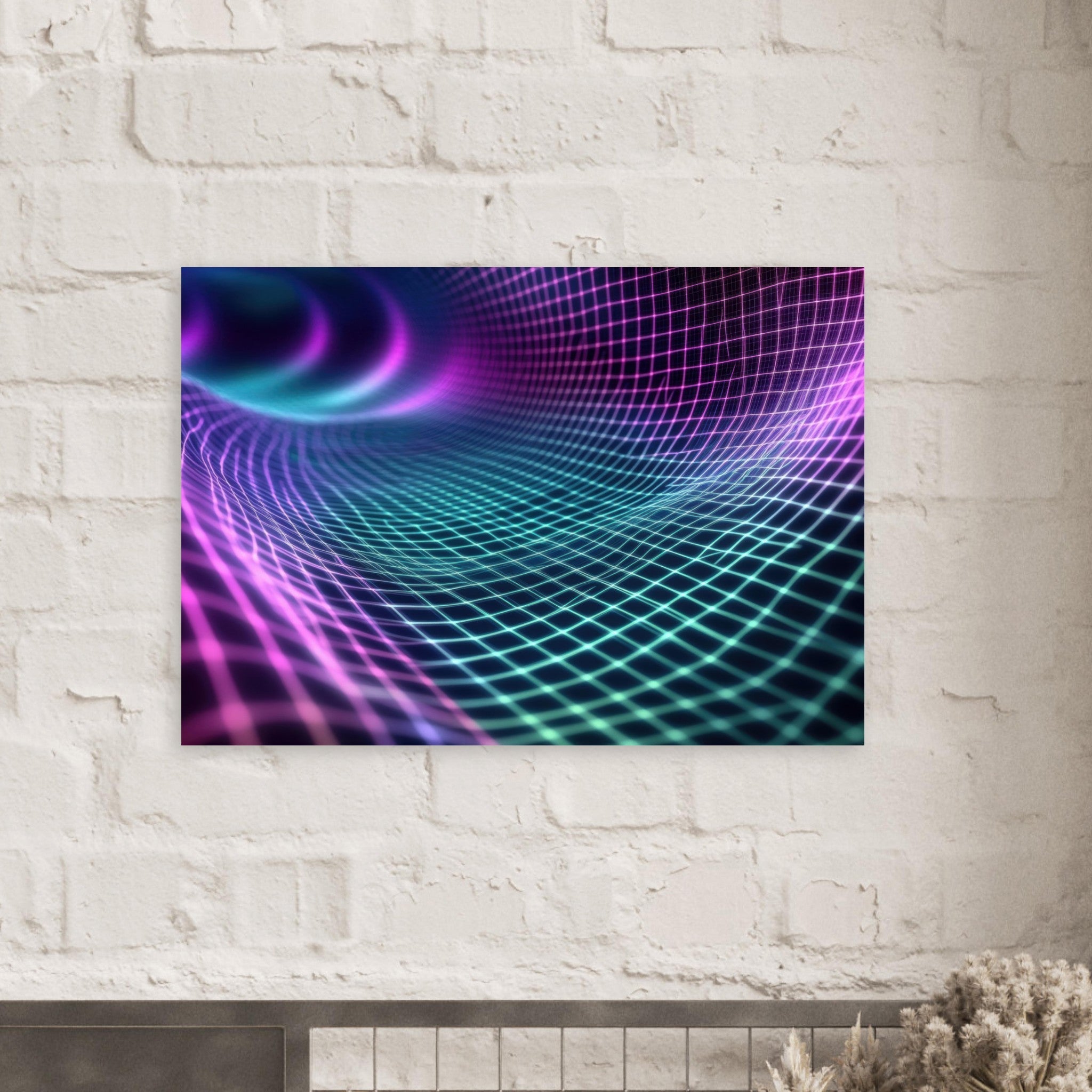 Aluminum Print Landscape - Quantum Reverberation Cascading waves of transit 2 - Shop Ai Art WebShop Digital Art online Store
