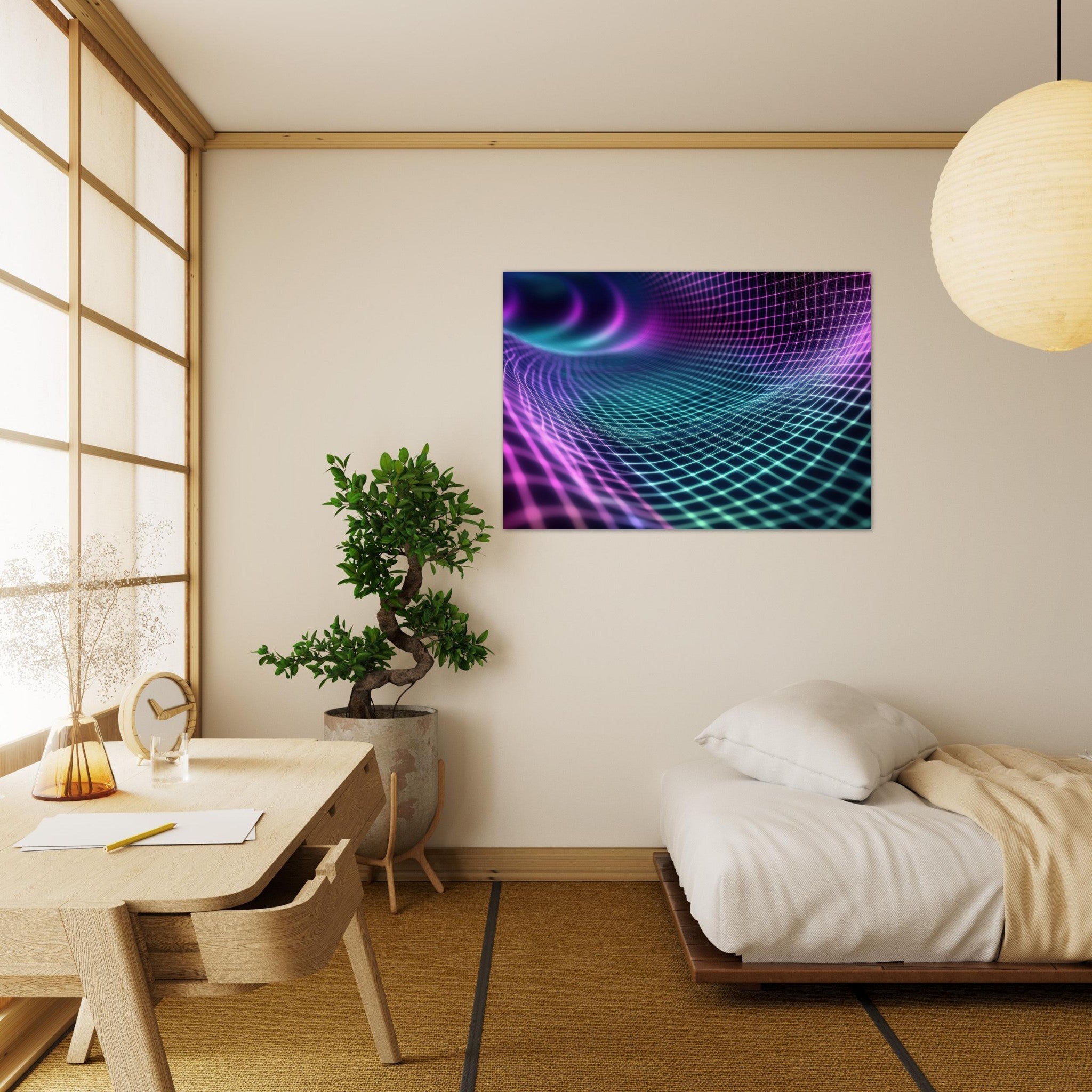 Aluminum Print Landscape - Quantum Reverberation Cascading waves of transit 2 - Shop Ai Art WebShop Digital Art online Store