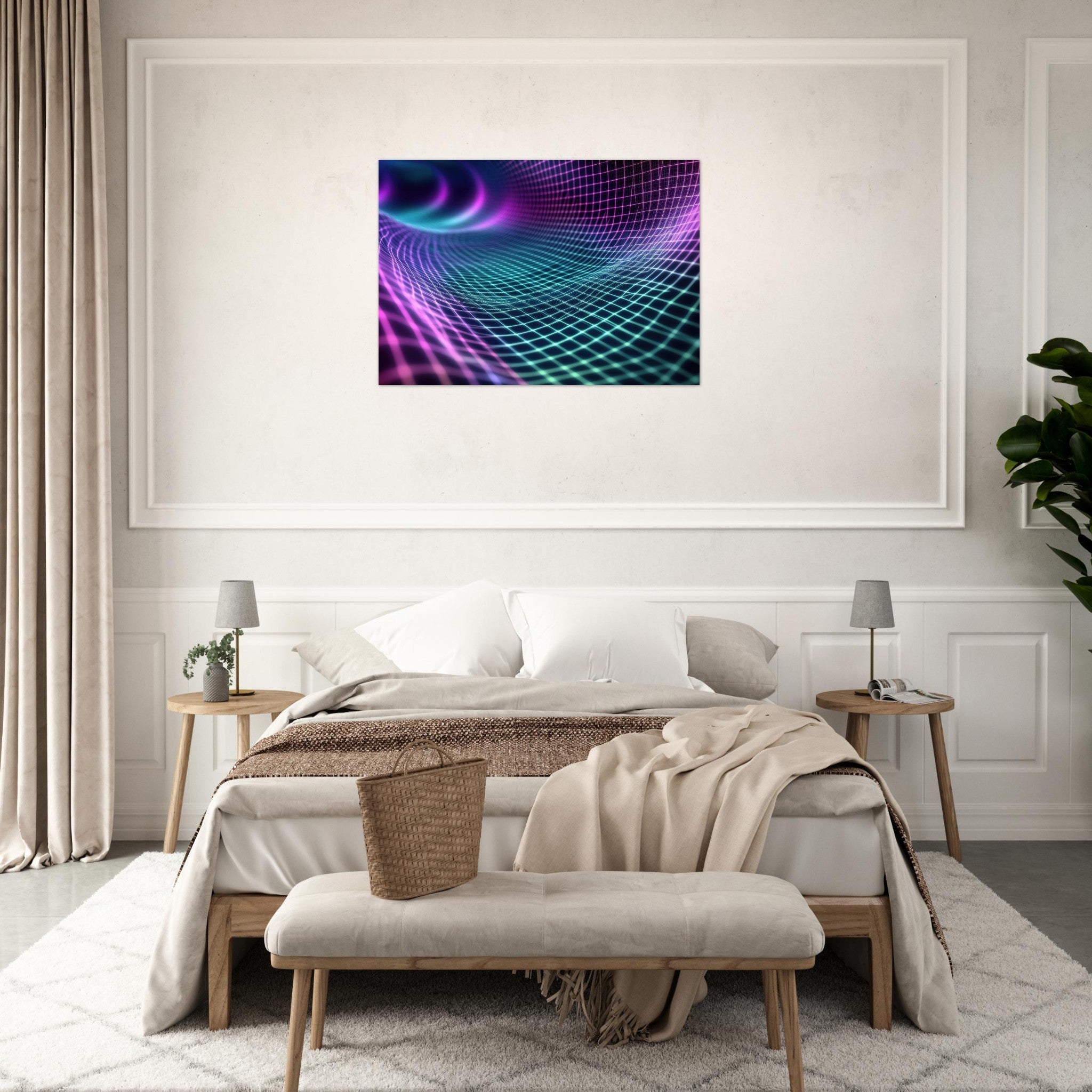 Aluminum Print Landscape - Quantum Reverberation Cascading waves of transit 2 - Shop Ai Art WebShop Digital Art online Store