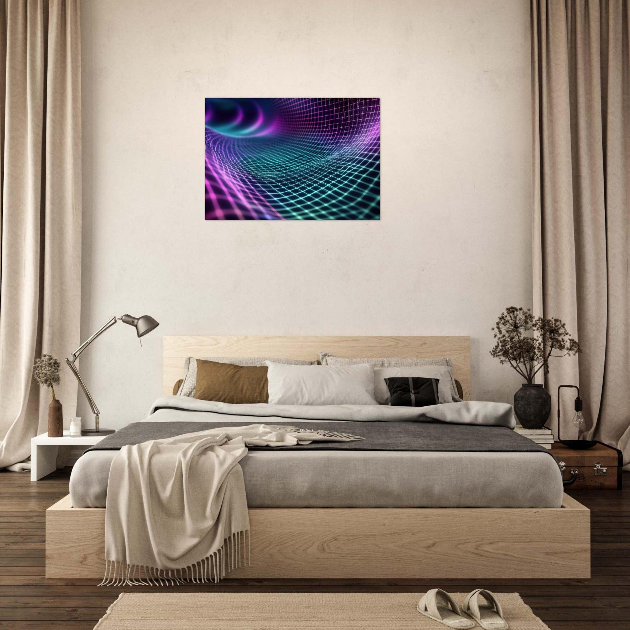 Aluminum Print Landscape - Quantum Reverberation Cascading waves of transit 2 - Shop Ai Art WebShop Digital Art online Store