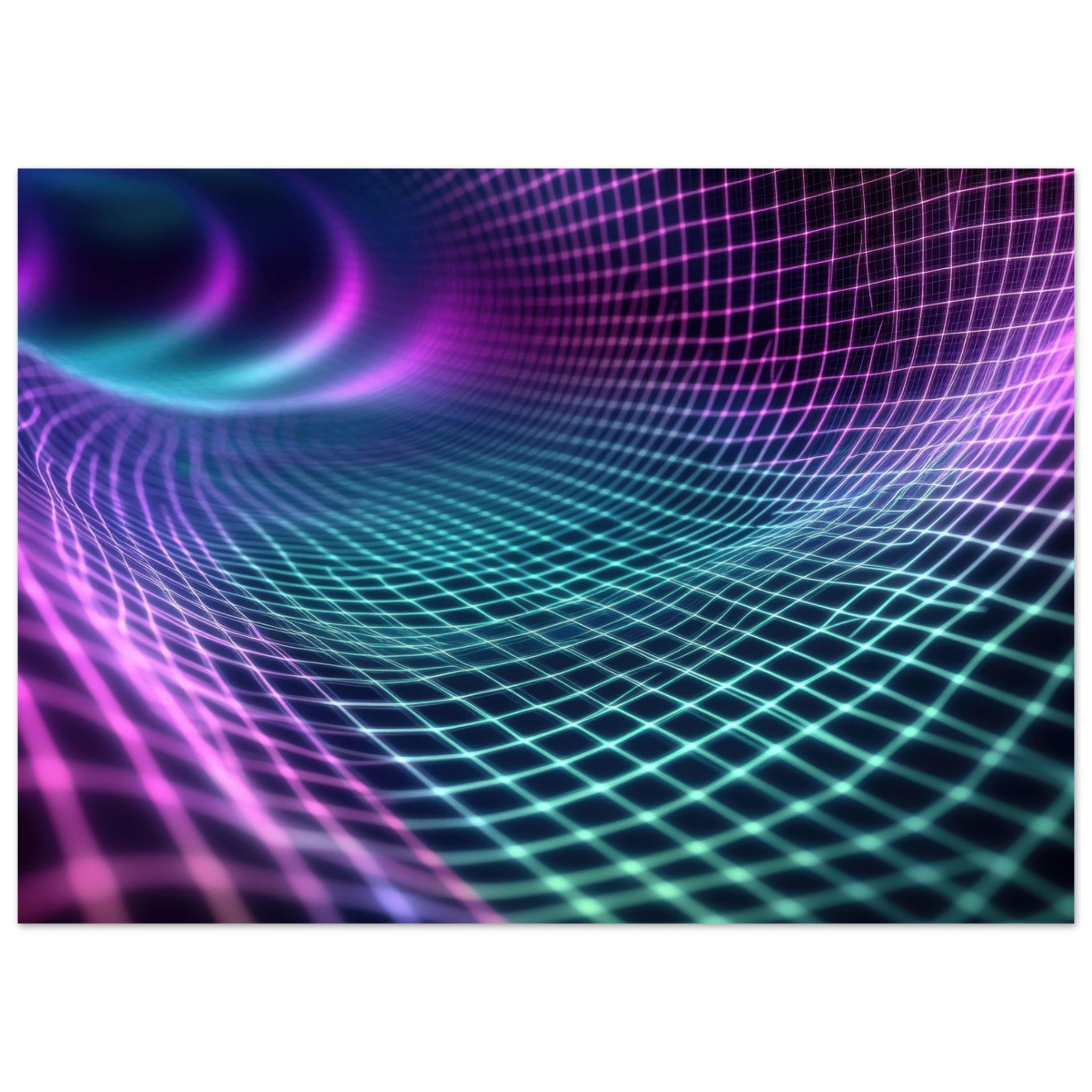 Aluminum Print Landscape - Quantum Reverberation Cascading waves of transit 2 - Shop Ai Art WebShop Digital Art online Store