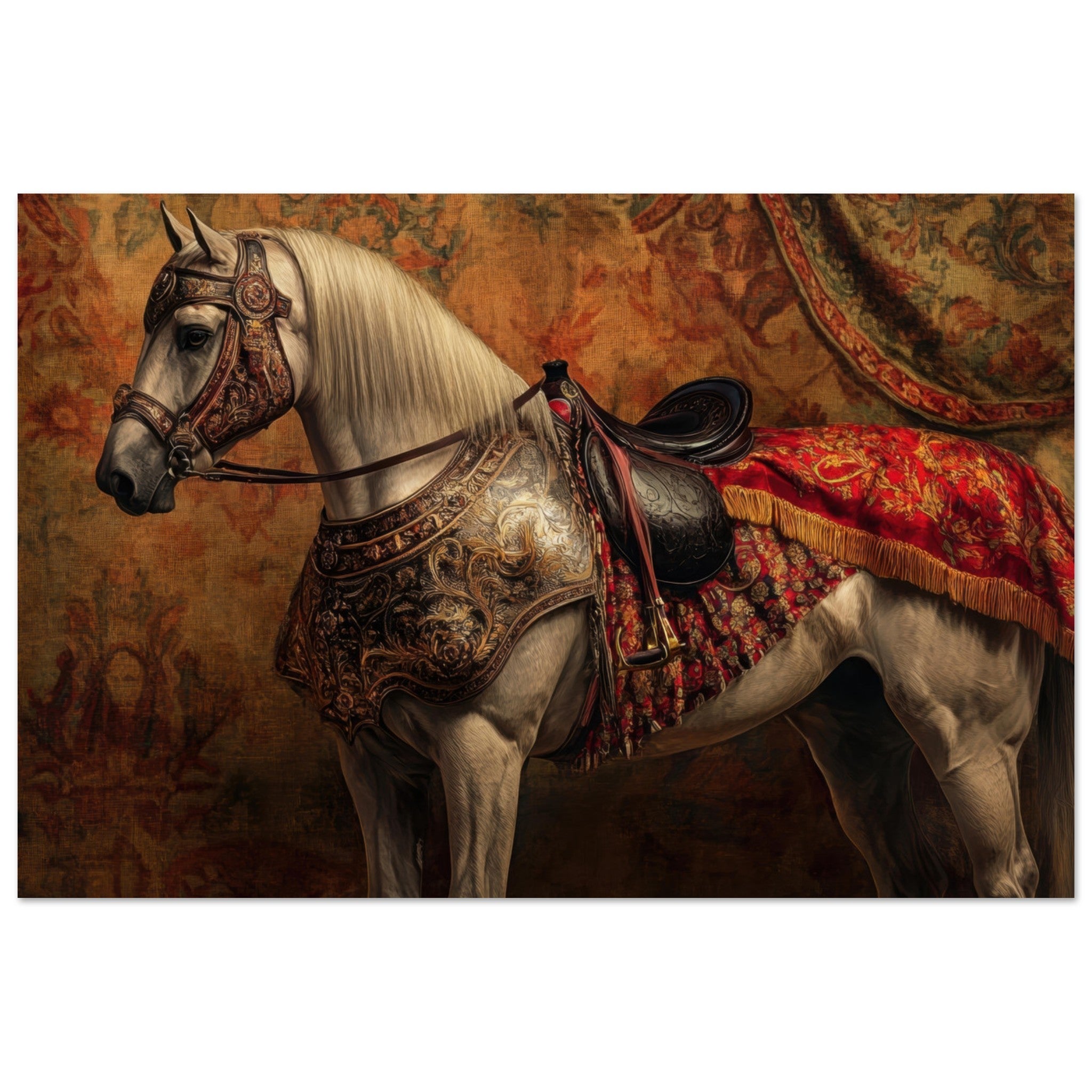 Aluminum Print Landscape - Renaissance Portrait of a Noble Horse A dignified 2 - Shop Ai Art WebShop - Digital Art online Store