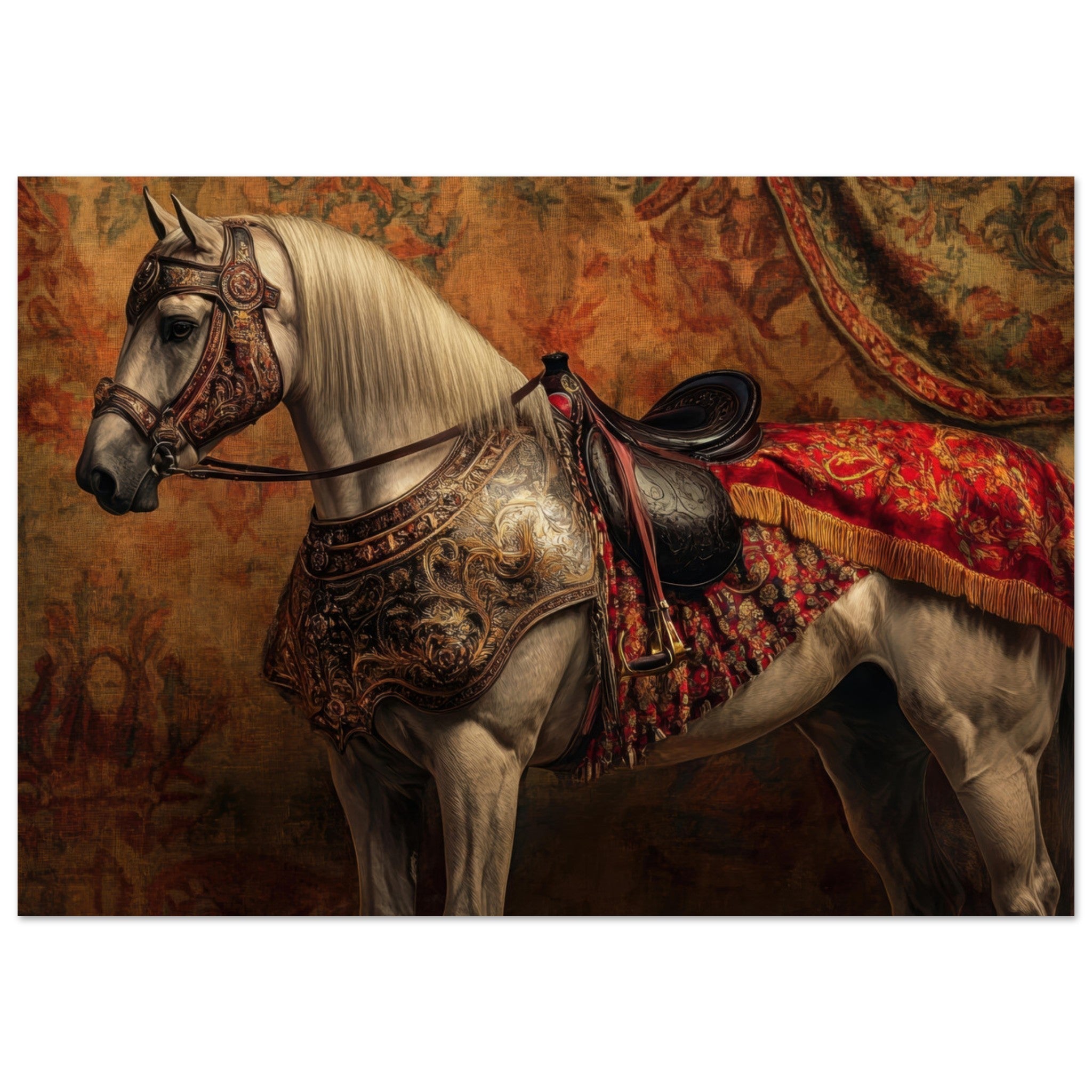 Aluminum Print Landscape - Renaissance Portrait of a Noble Horse A dignified 2 - Shop Ai Art WebShop - Digital Art online Store