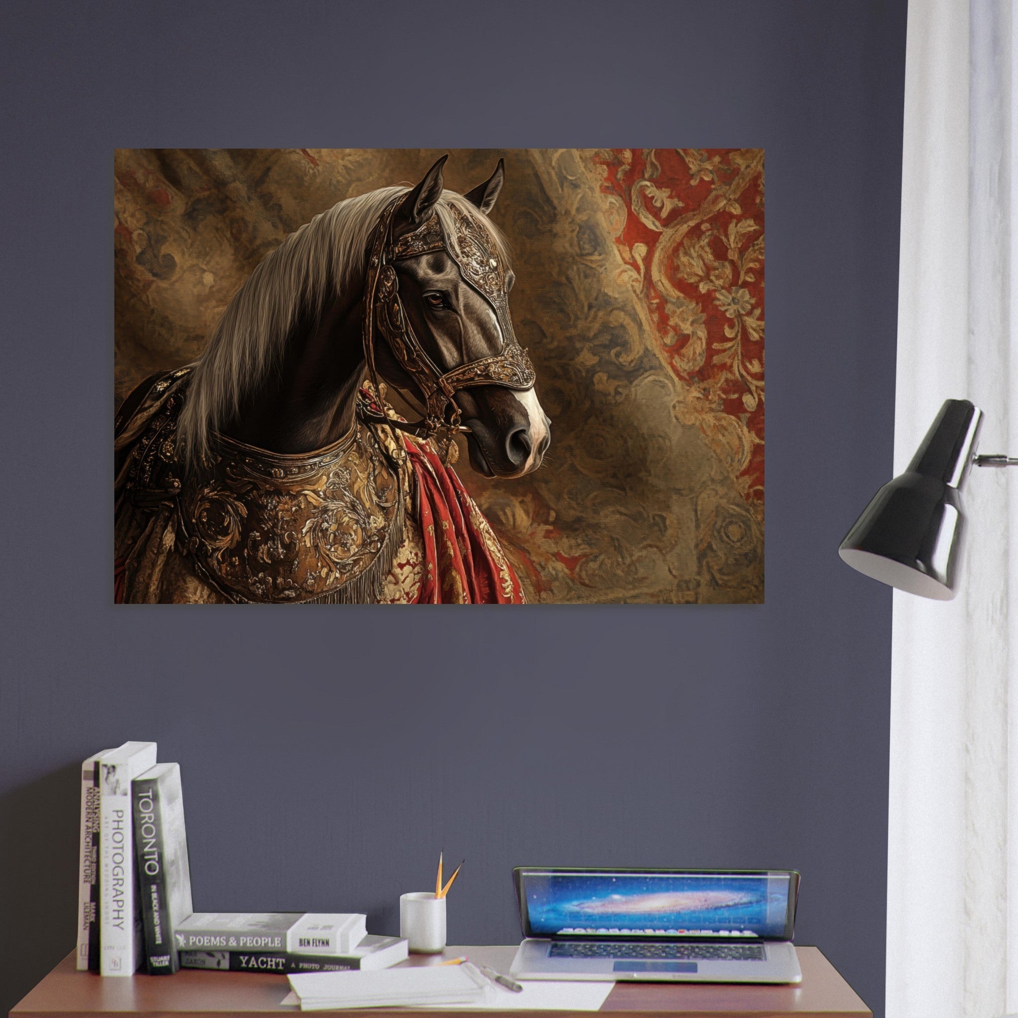 Aluminum Print Landscape - Renaissance Portrait of a Noble Horse A dignified - Shop Ai Art WebShop - Digital Art online Store
