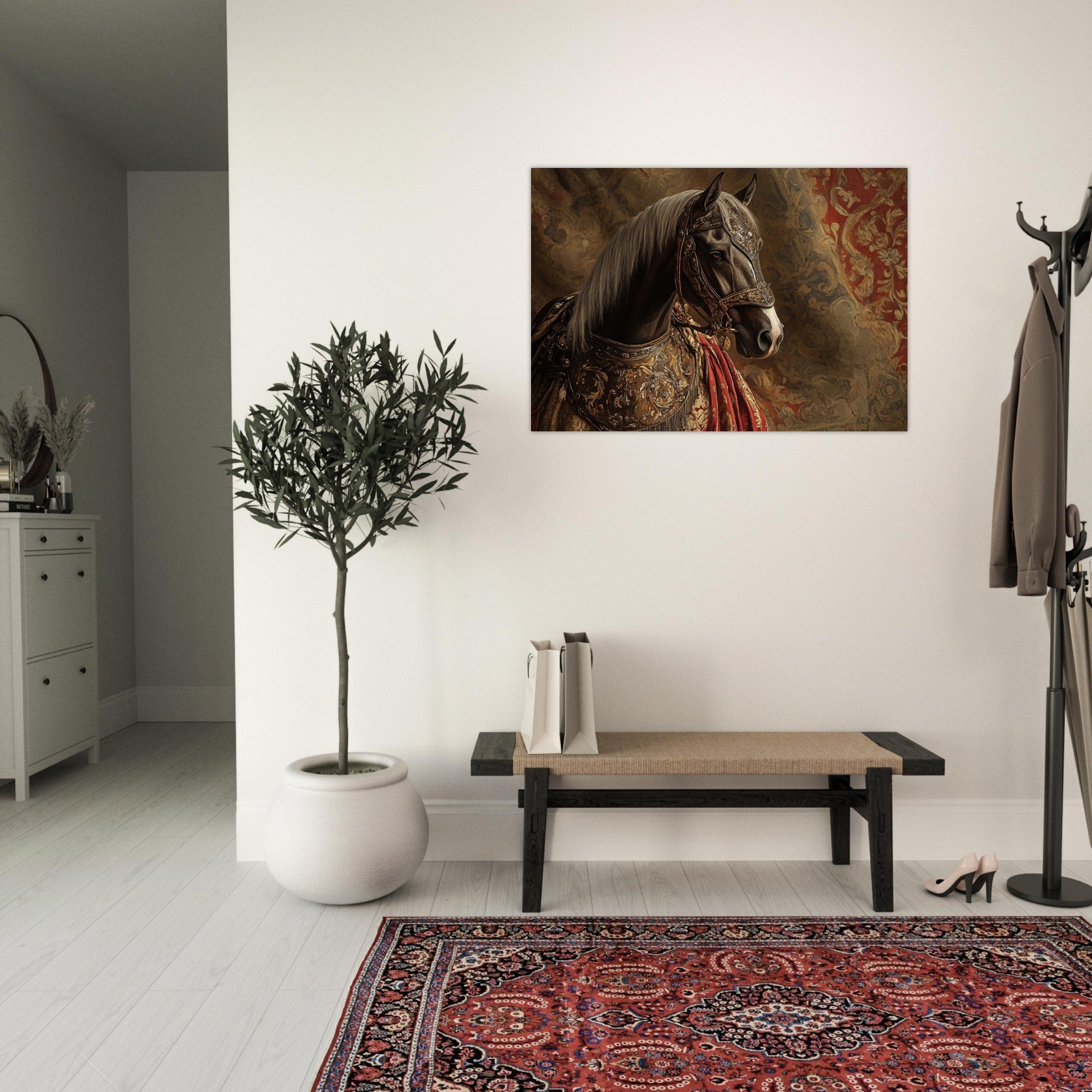 Aluminum Print Landscape - Renaissance Portrait of a Noble Horse A dignified - Shop Ai Art WebShop - Digital Art online Store