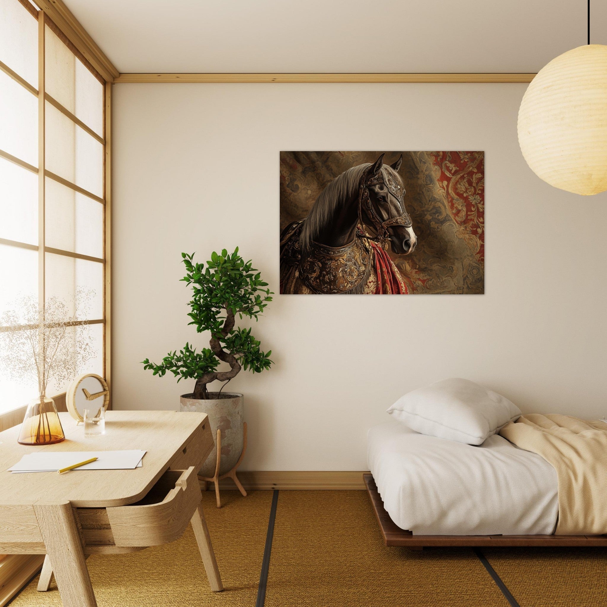Aluminum Print Landscape - Renaissance Portrait of a Noble Horse A dignified - Shop Ai Art WebShop - Digital Art online Store