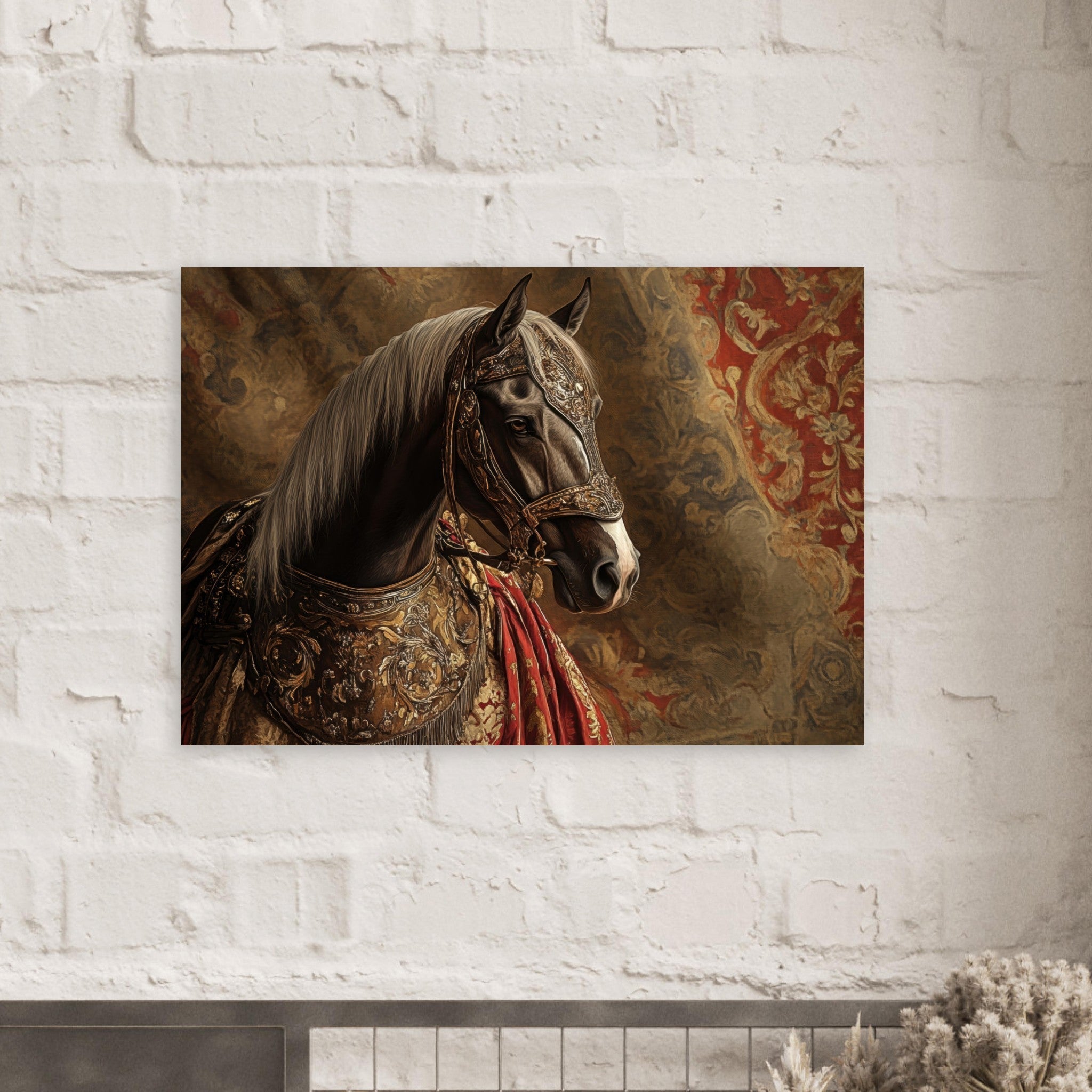 Aluminum Print Landscape - Renaissance Portrait of a Noble Horse A dignified - Shop Ai Art WebShop - Digital Art online Store