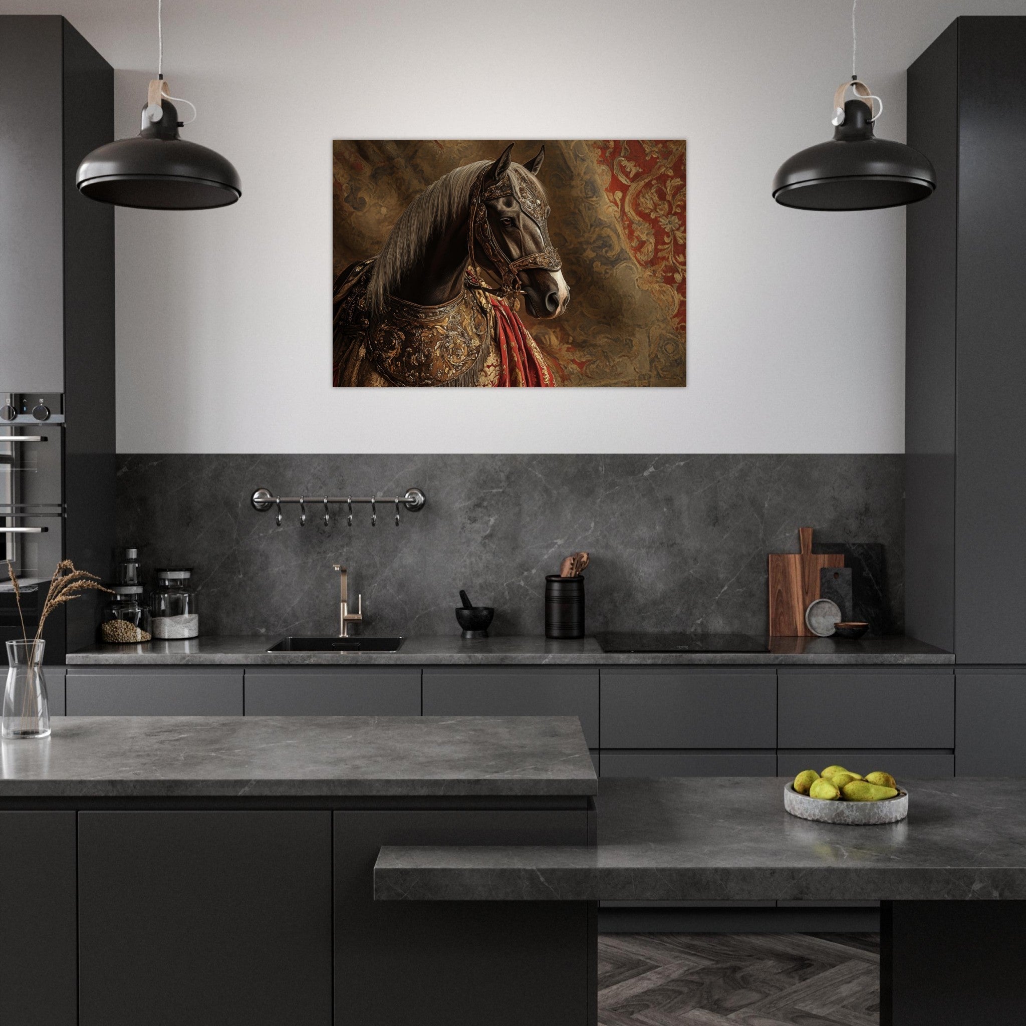 Aluminum Print Landscape - Renaissance Portrait of a Noble Horse A dignified - Shop Ai Art WebShop - Digital Art online Store